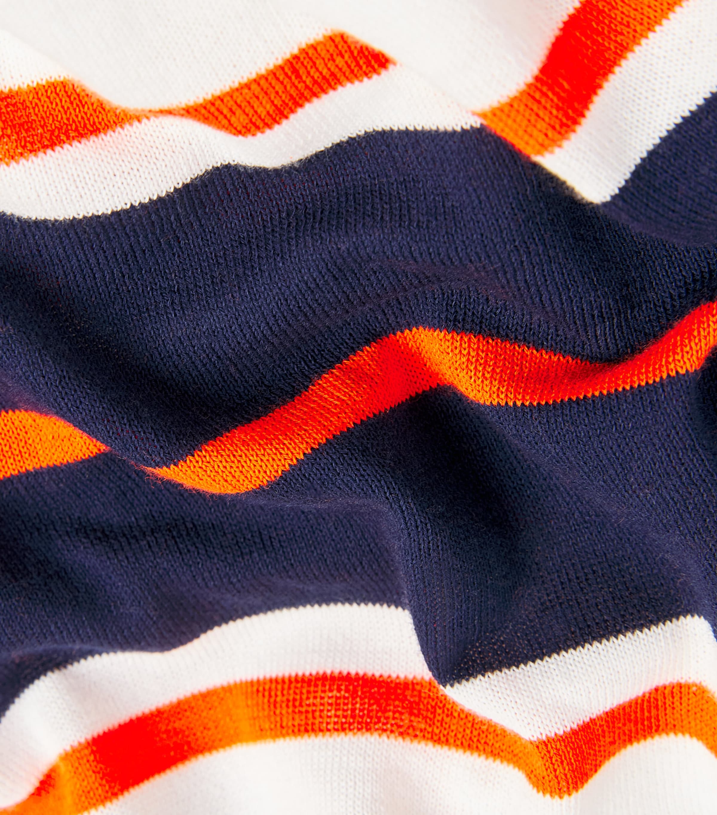 Cotton Stripe-Detail Polo Shirt V2509-BIANCO/NAVY Image 5