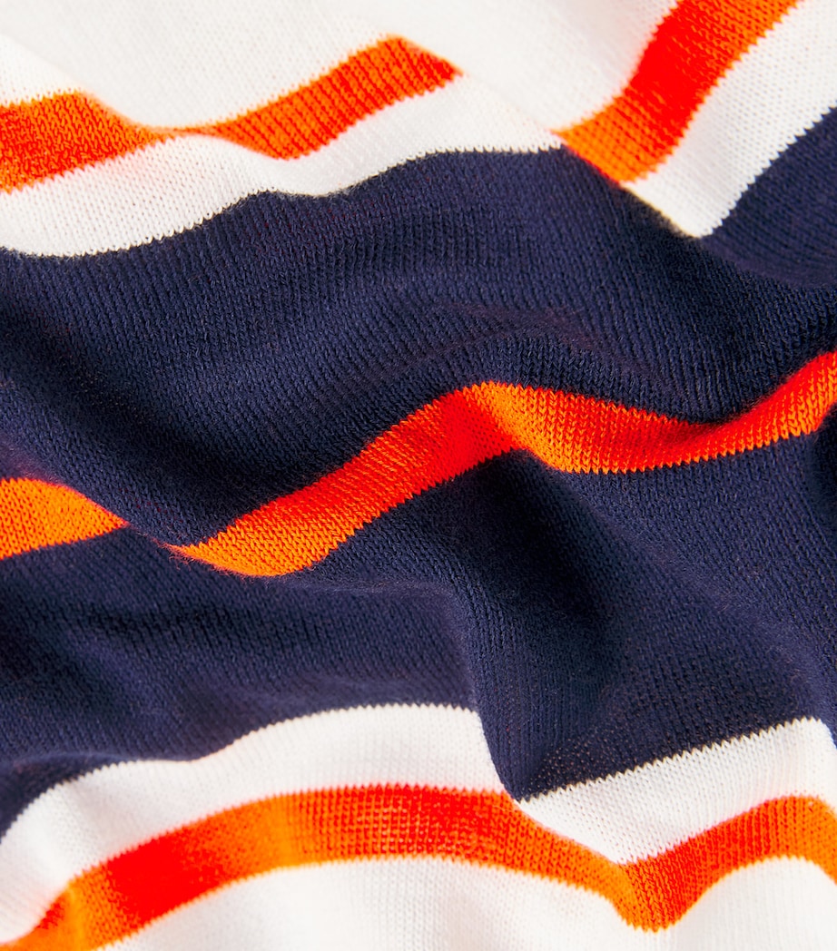 Cotton Stripe-Detail Polo Shirt V2509-BIANCO/NAVY Image 5