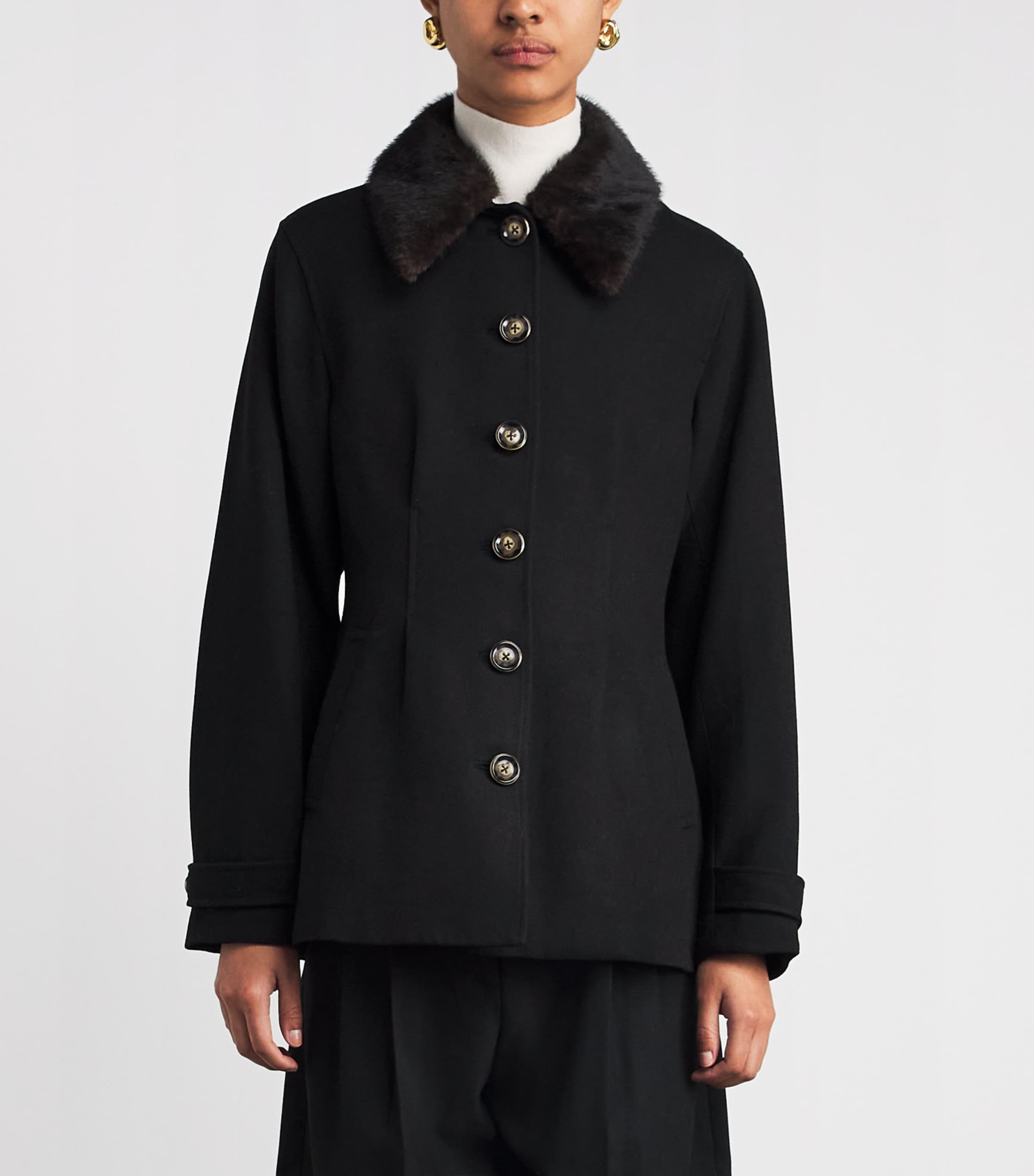 Veronica Beard Black Faux Fur-Trim Severine Jacket | Harrods US