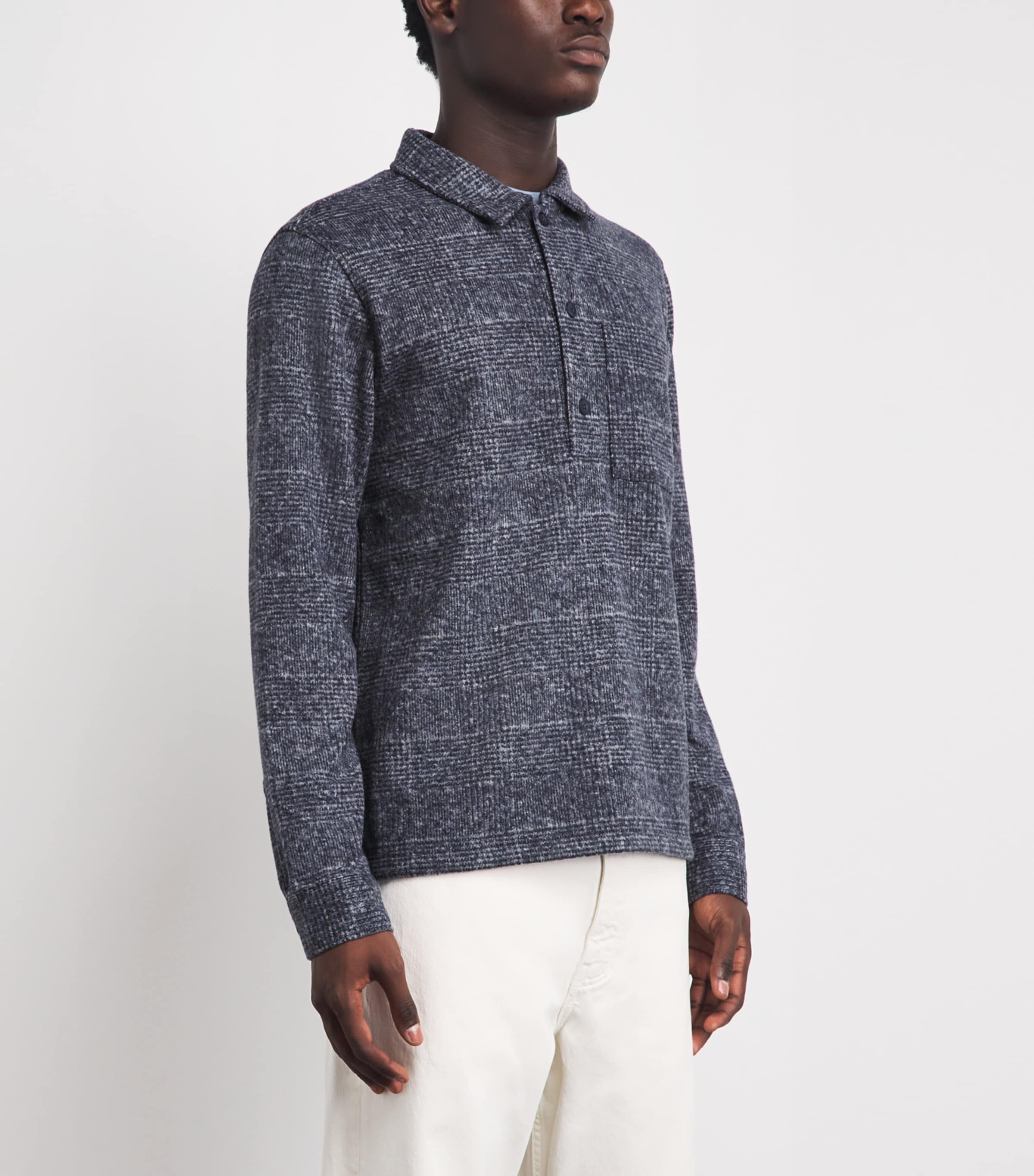Vince Mens Donegal Check Polo Sweater Coastal Combo Image 4
