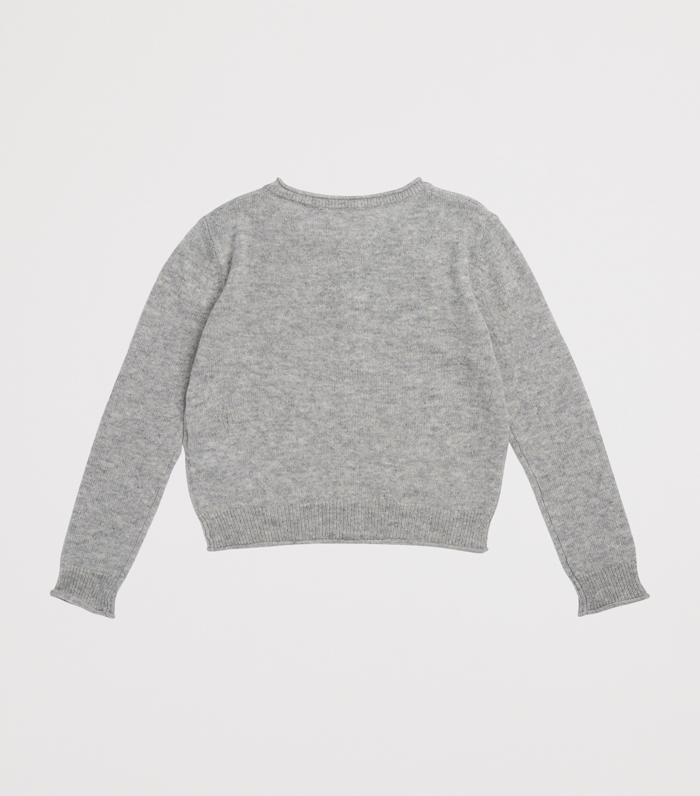 Bonpoint Wool Rolled-Hem Cardigan (10-12 Years) Gris Chine C. Image 2