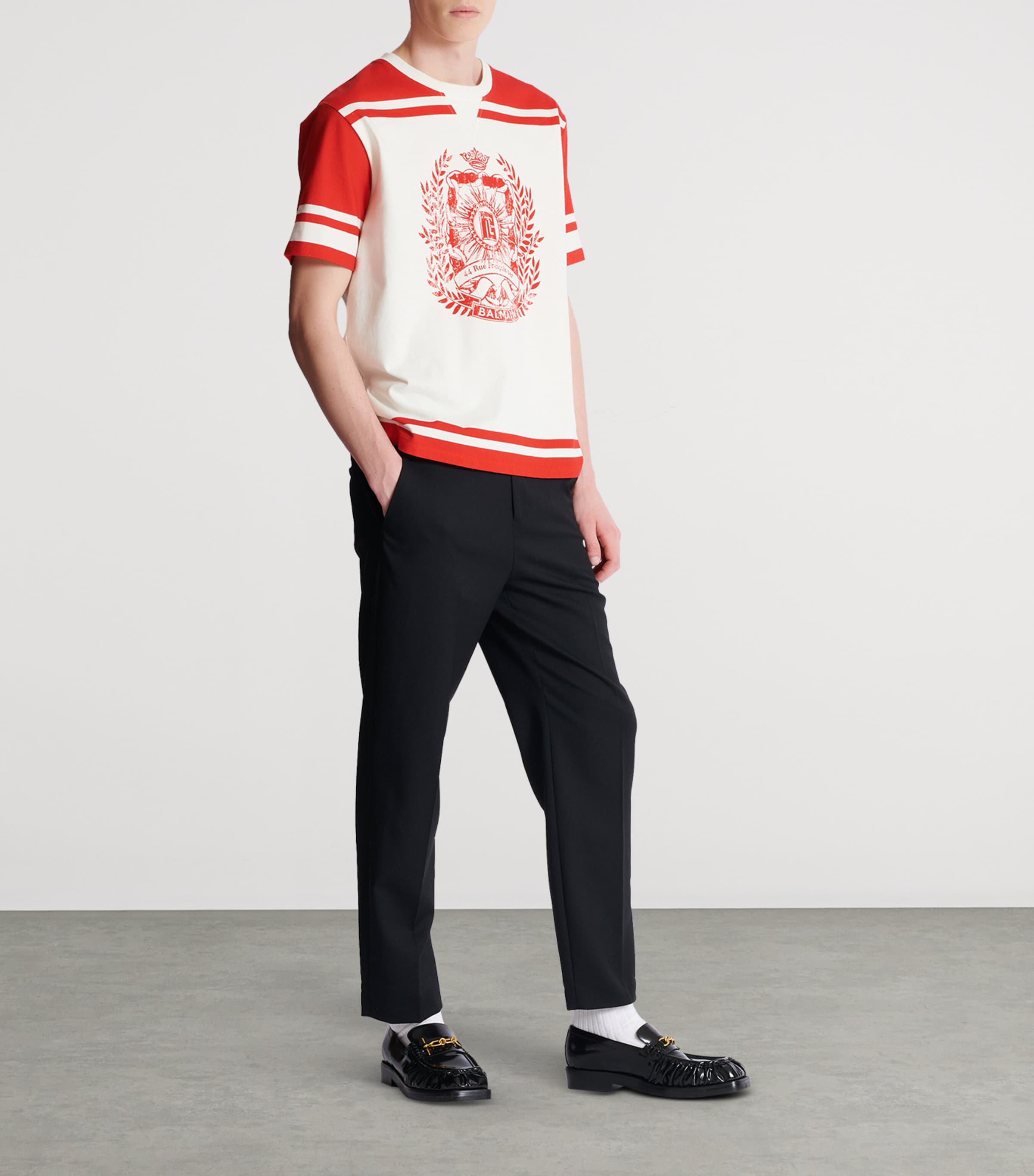 Balmain Varsity Print T-Shirt | Men Clothing | T-Shirts | Printed T-Shirts | Designers | Balmain Balmain Varsity Print T-Shirt | Men Clothing | T-Shirts | Printed T-Shirts | Designers | Balmain