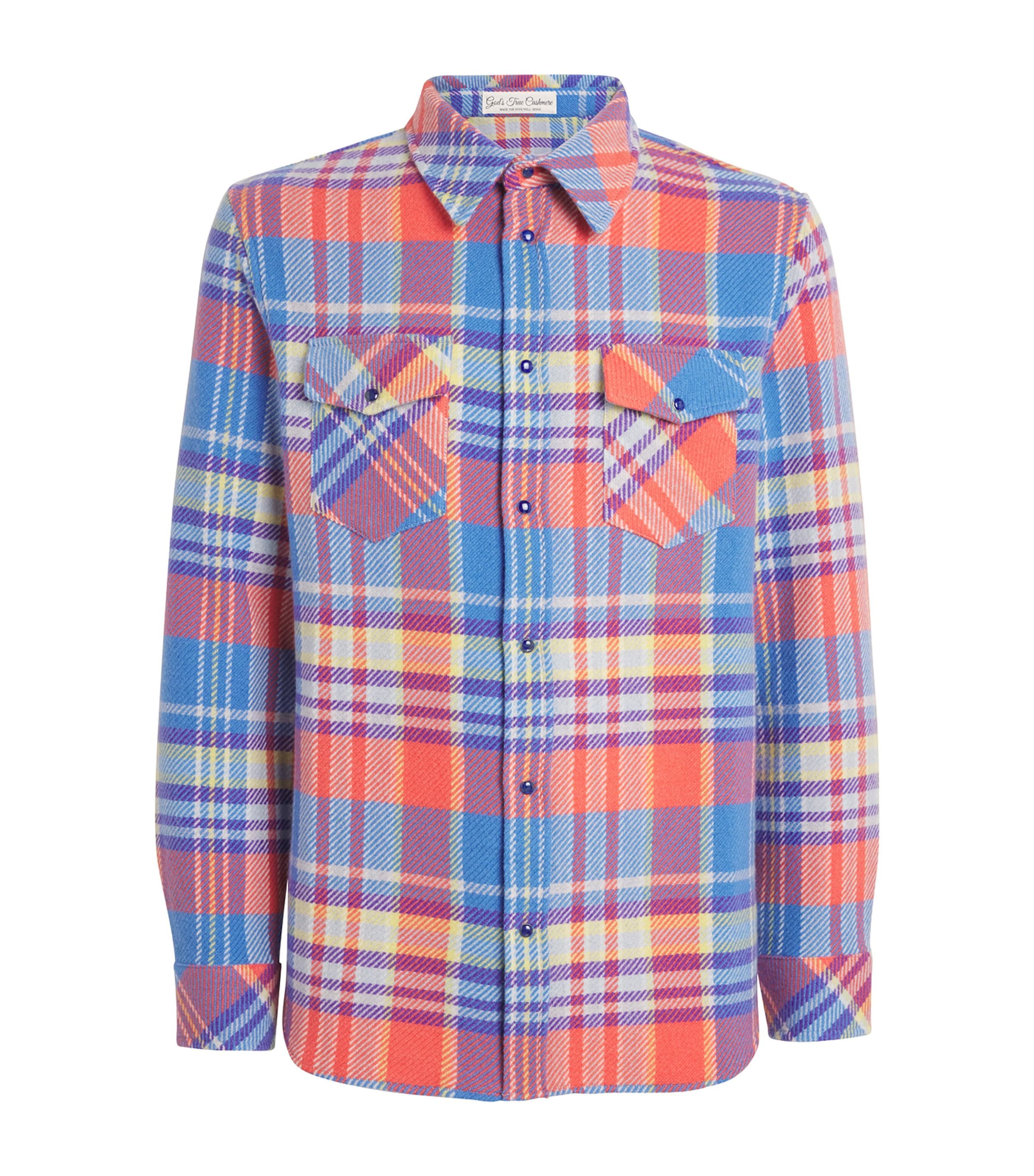 God's True Cashmere Unisex Cashmere And Lapis Lazuli Tartan Creator Shirt In Red