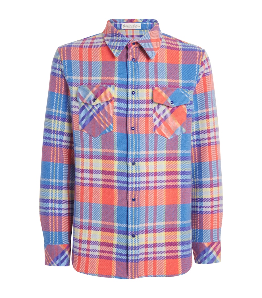 Unisex Cashmere and Lapis Lazuli Tartan Creator Shirt LAPIS LAZULI Image 1
