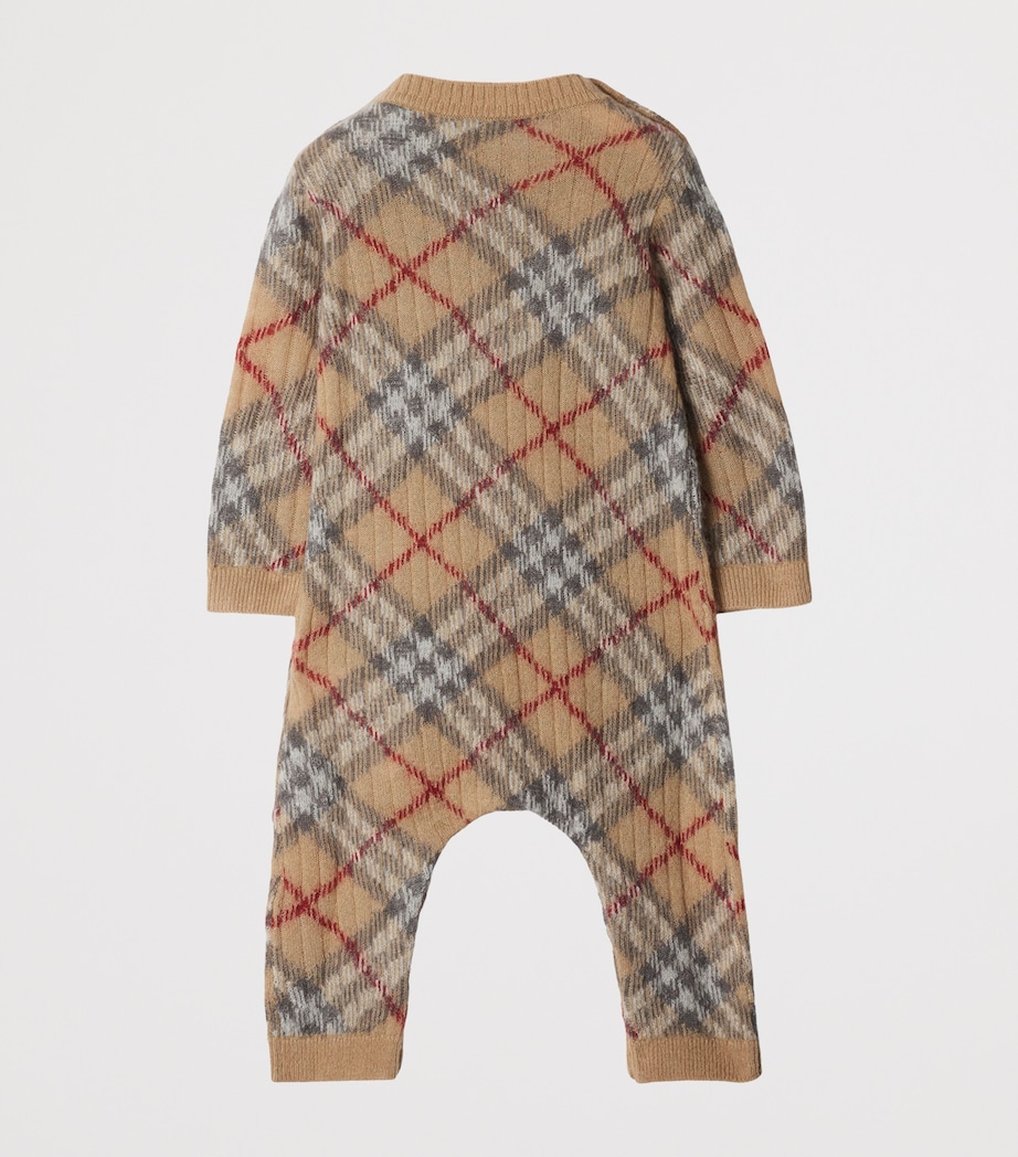 Alpaca-Silk-Wool Check Playsuit (1-18 Months) PALE STONE IP CHECK Image 2