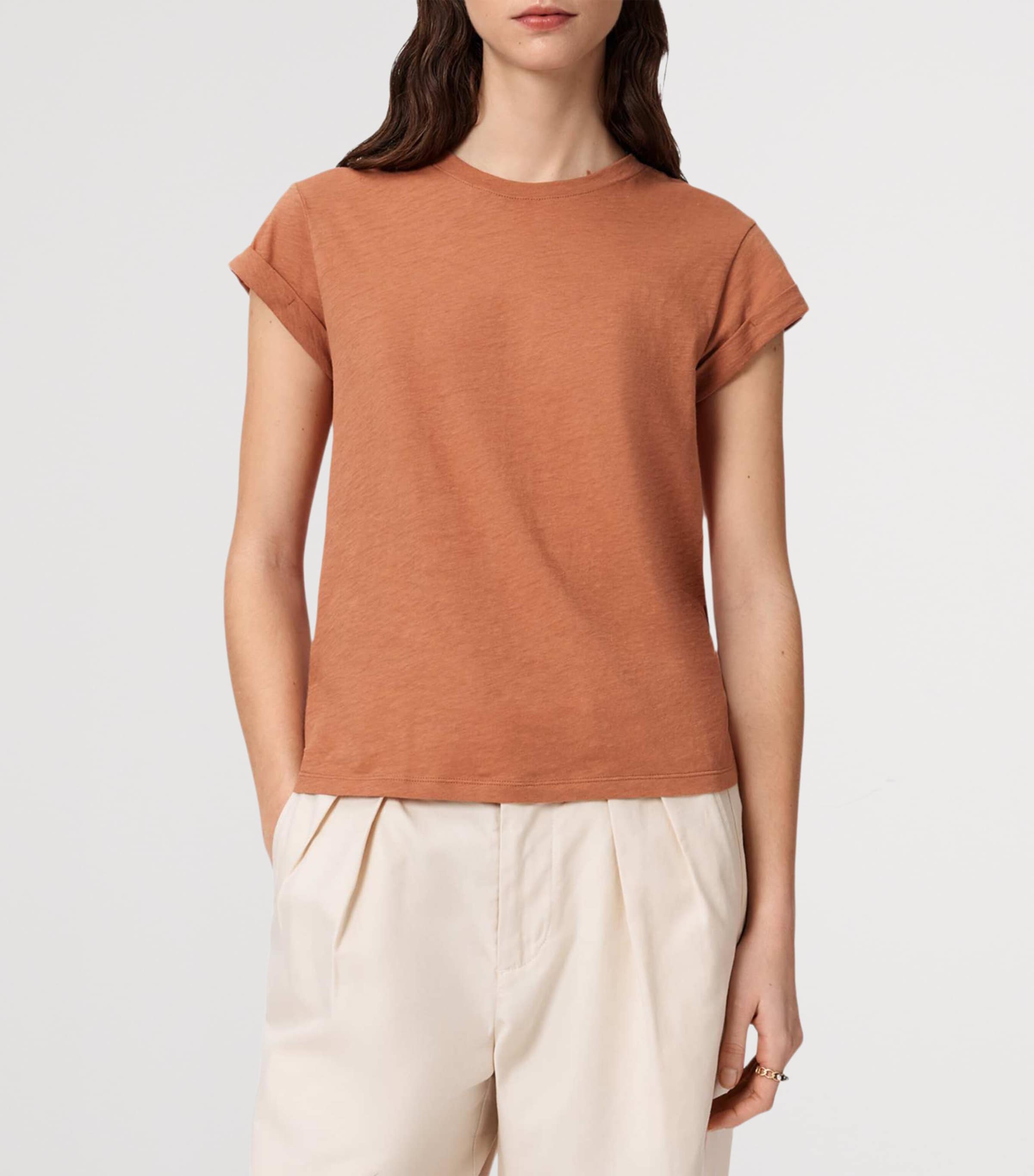 AllSaints Womens Organic Cotton Anna T-Shirt Pecan Brown Image 3