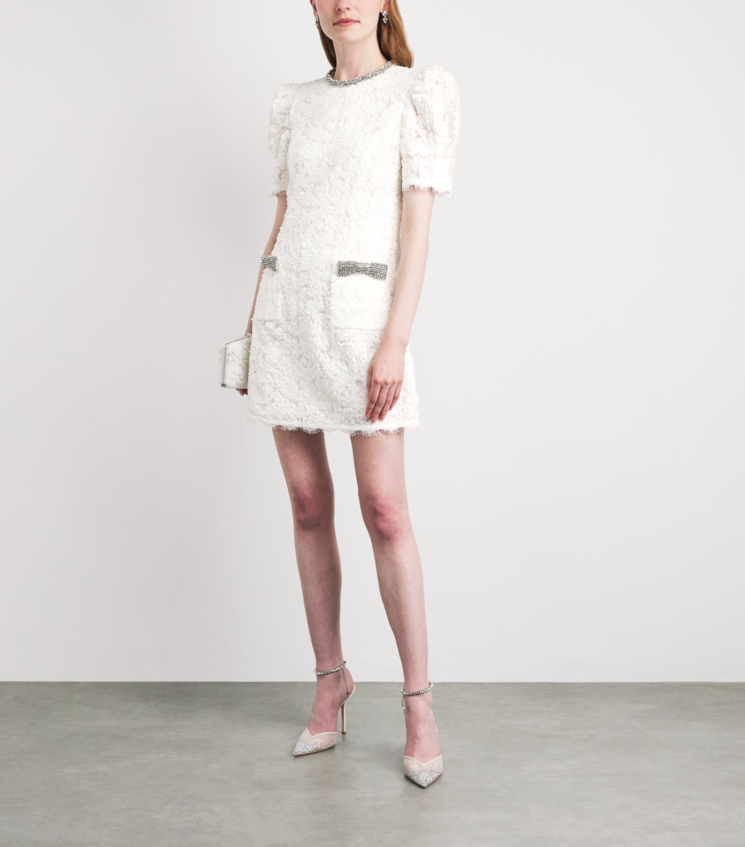 Rebecca Vallance Womens Crystal-Trim Dillon Mini Dress Ivory Image 2