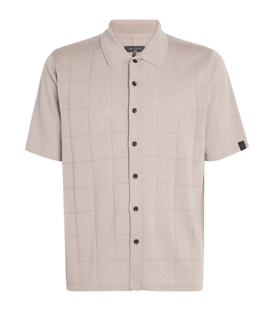 Wool-Blend Knitted Short-Sleeve Shirt TAN Image 1