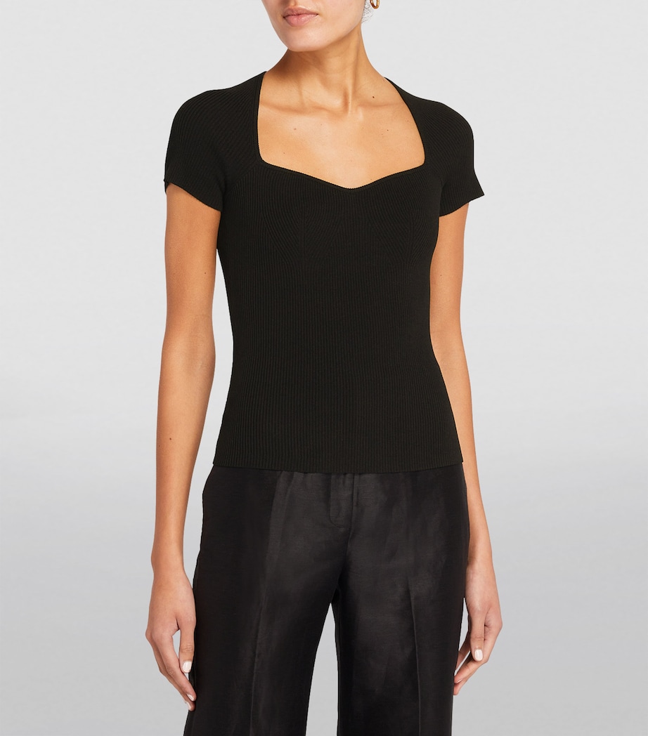 Short-Sleeve Ribbed Top BLACK Image 3