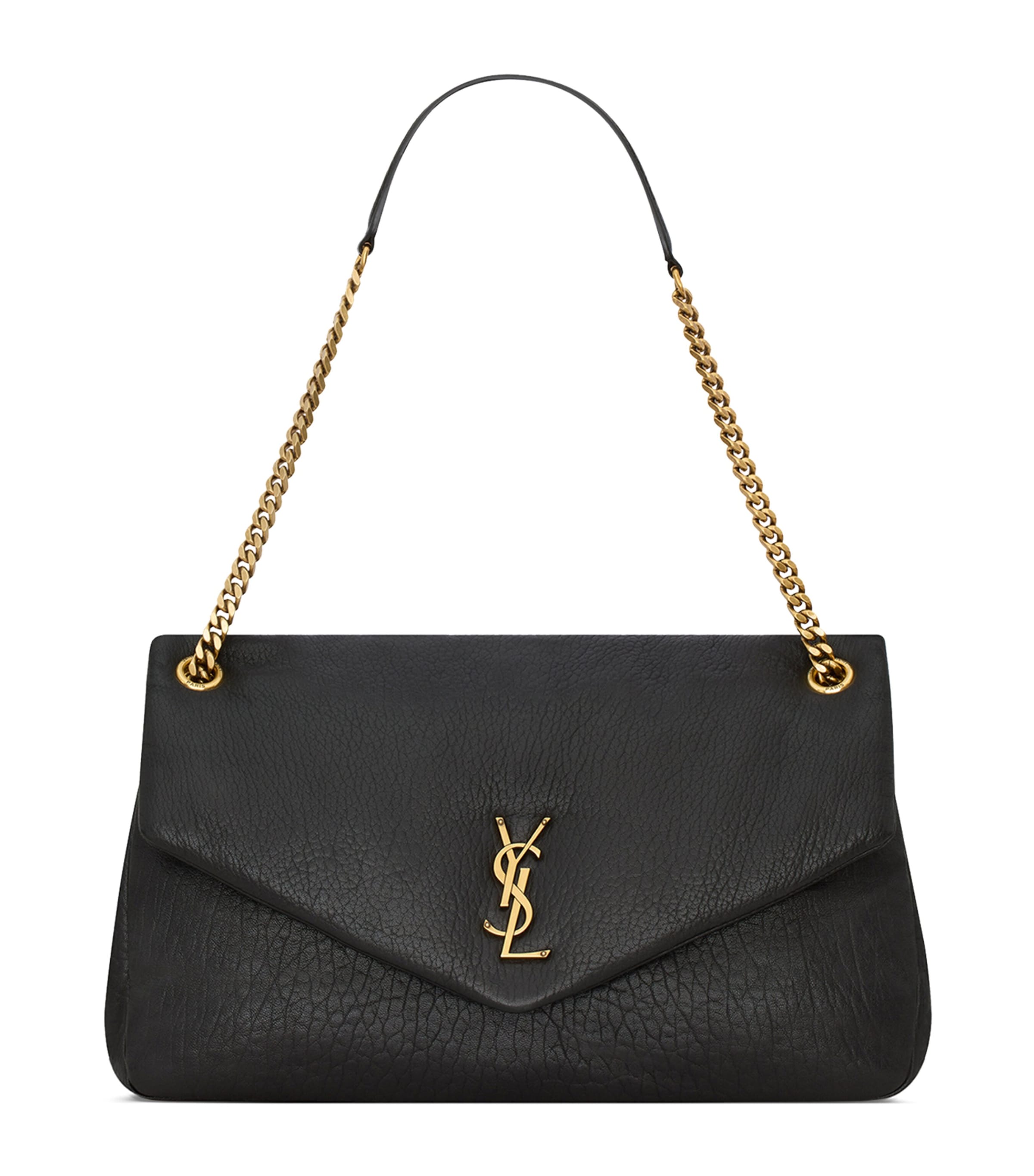 Saint Laurent Large Lambskin Calypso Shoulder Bag In Black