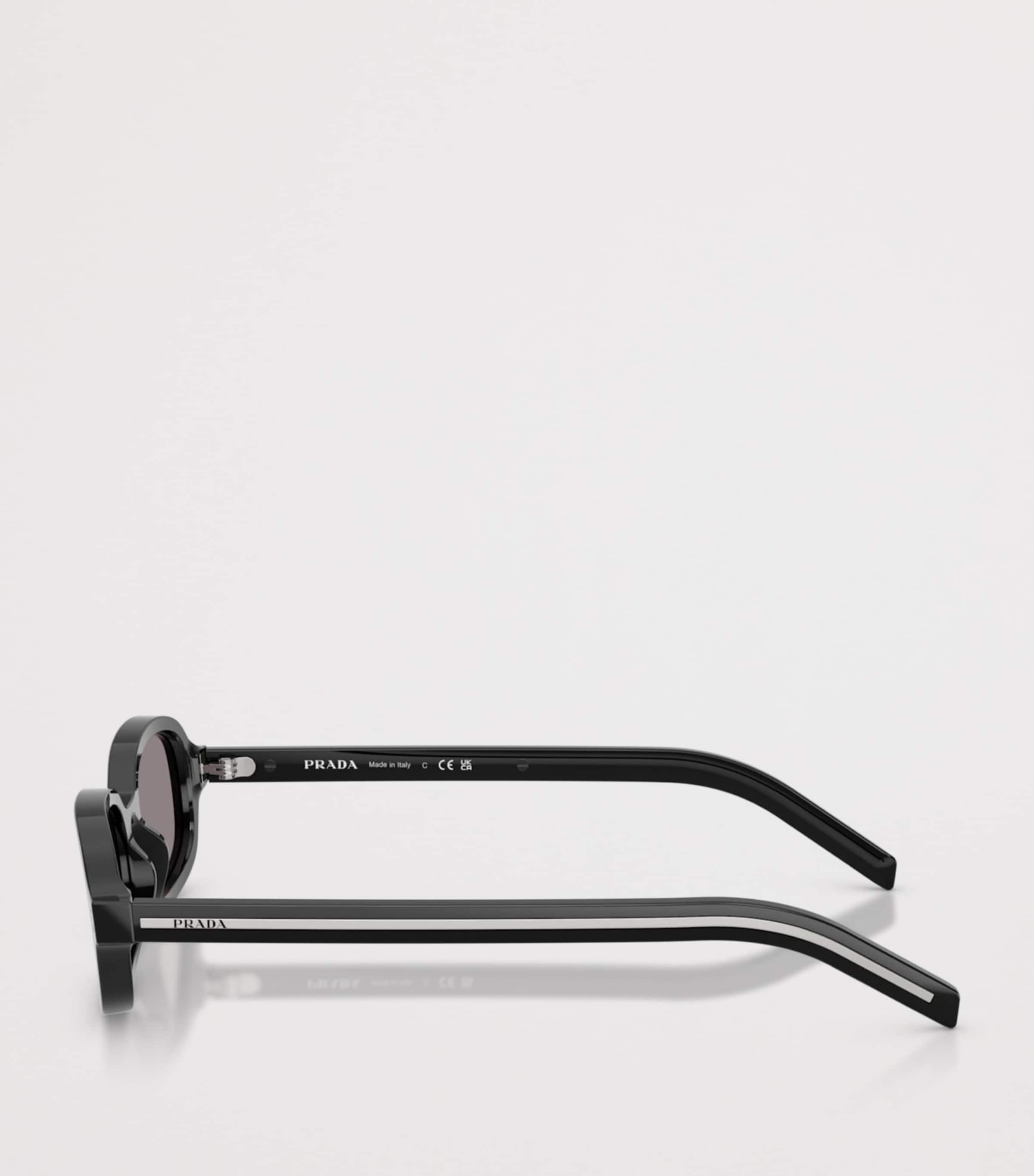 Prada Acetate Oval Sunglasses Black Image 3