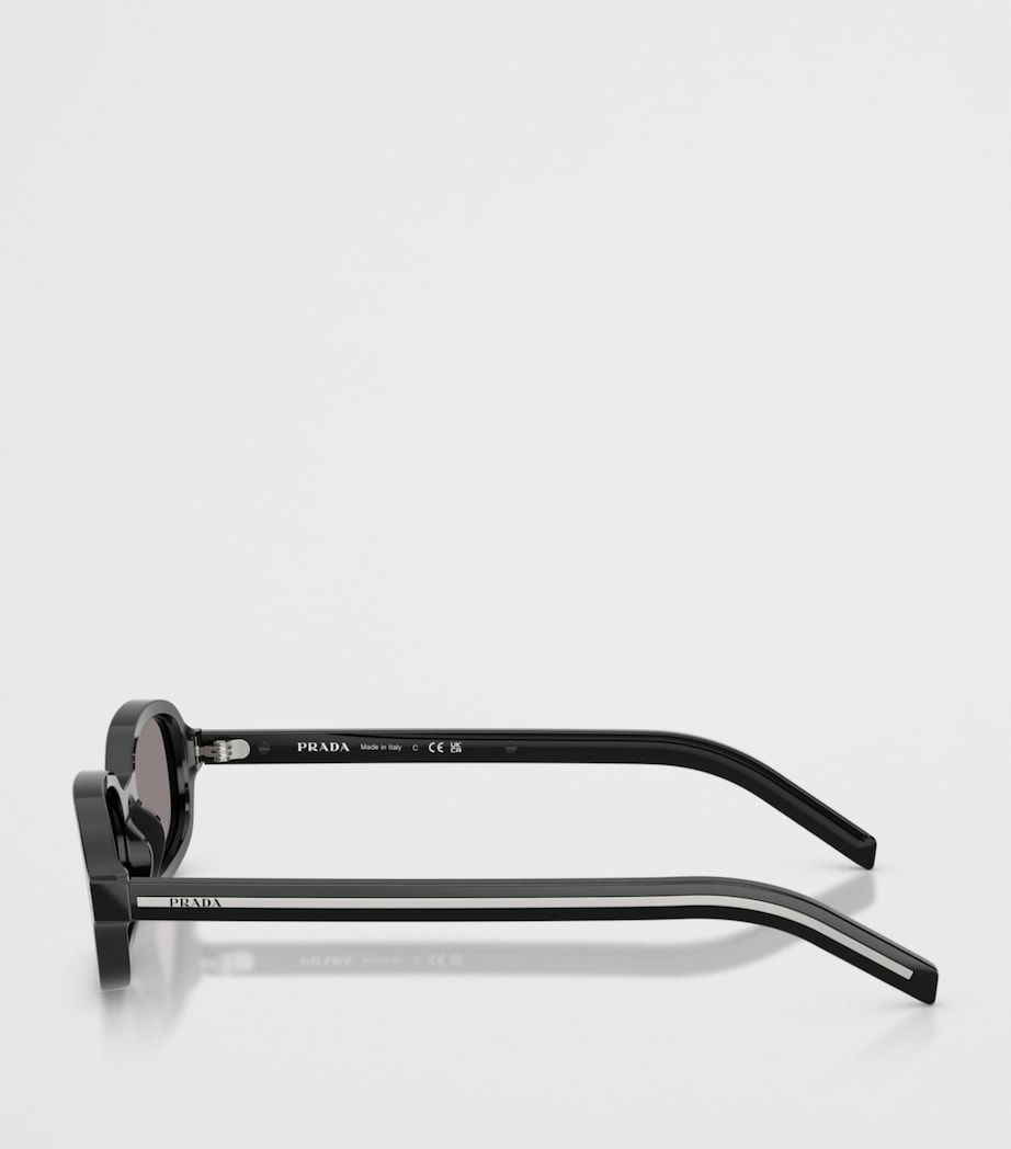 Prada Acetate Oval Sunglasses Black Image 3