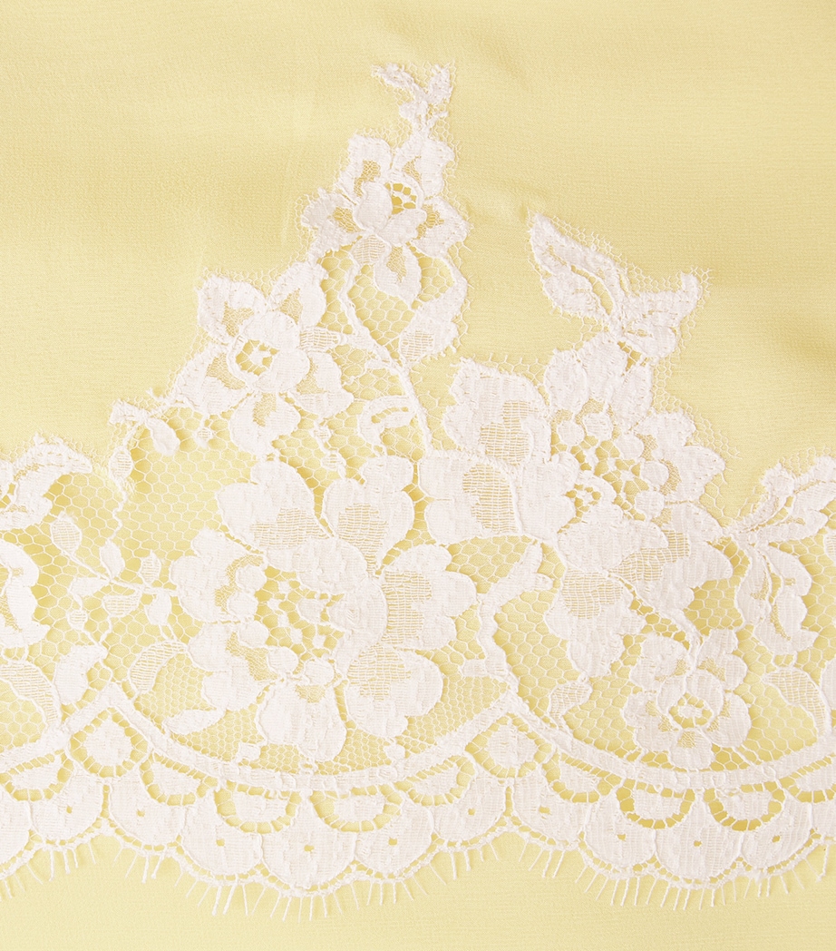 Rosamosario Womens Silk Georgette Lace La Papessa Robe Baby Yellow Image 6