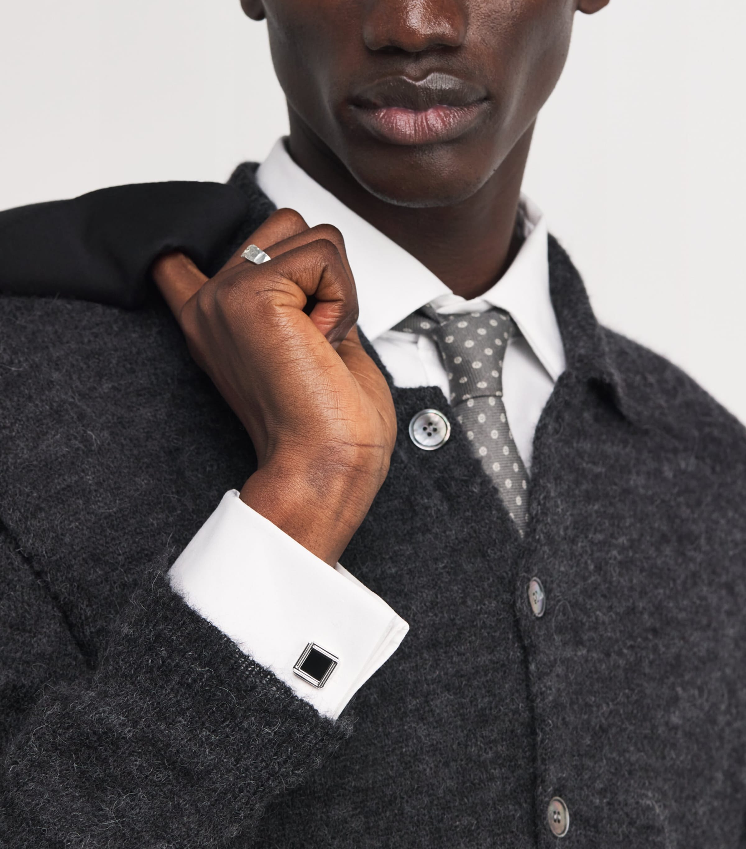 Rhodium-Plated Celtic Onyx Cufflinks ONYX Image 2