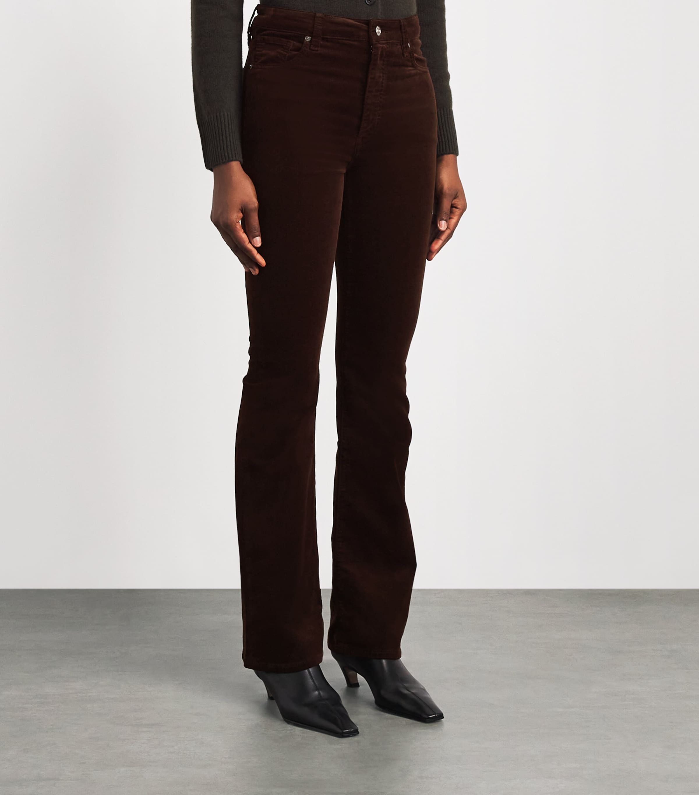 FRAME Womens The Corduroy Slim Reboot Trousers Espresso Image 4