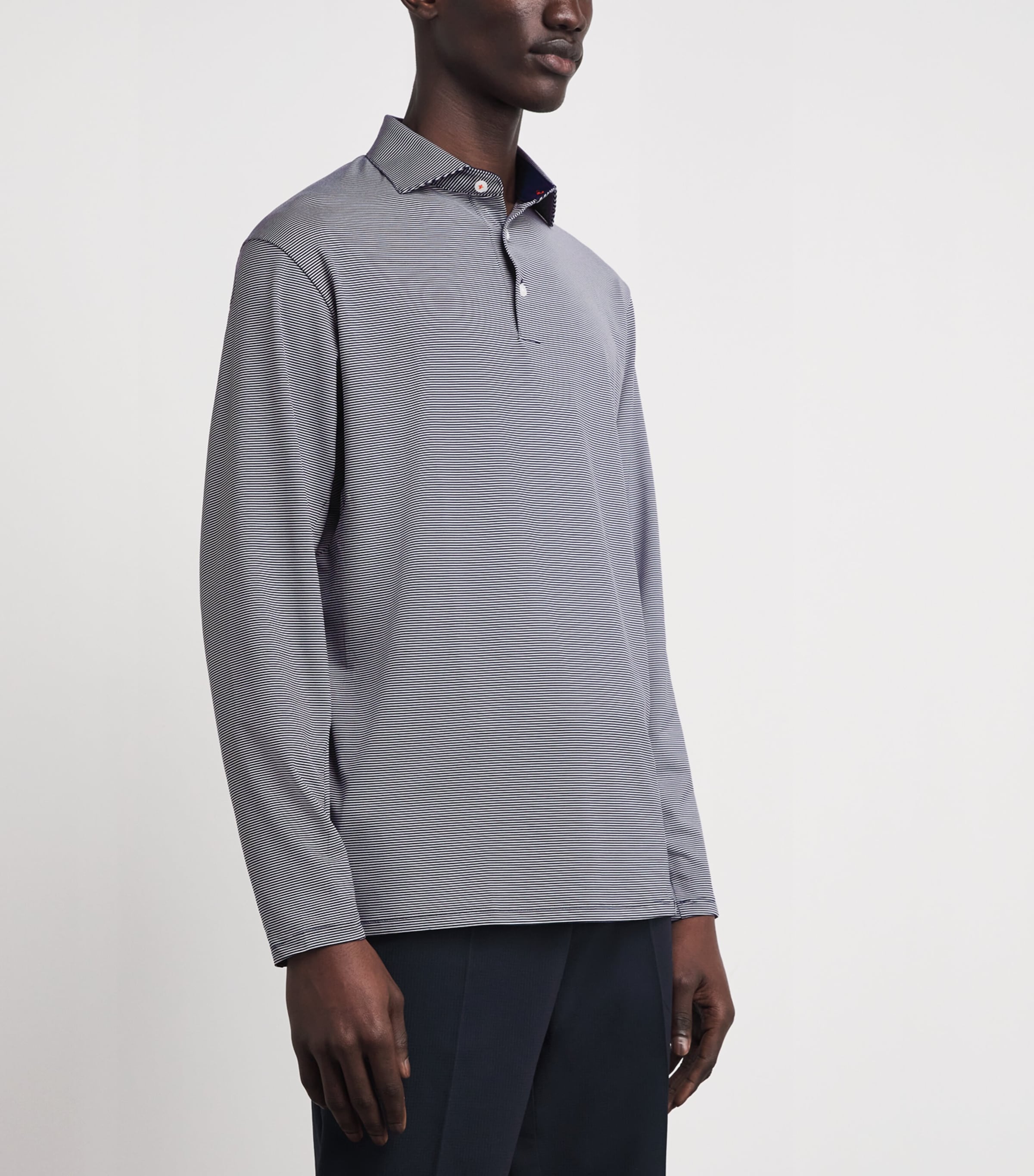 KJUS Mens Stripe Soren Long-Sleeve Polo Shirt Atblu/ Whit Image 4