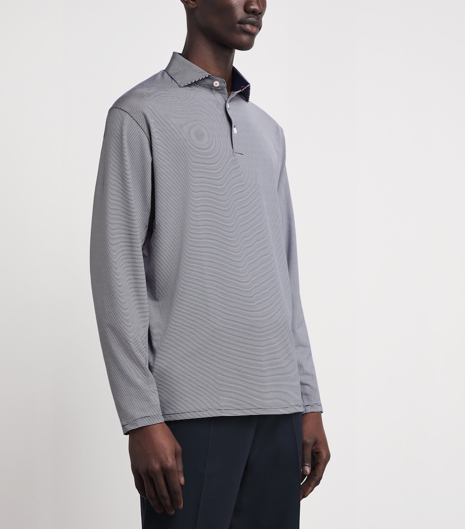 KJUS Mens Stripe Soren Long-Sleeve Polo Shirt Atblu/ Whit Image 4