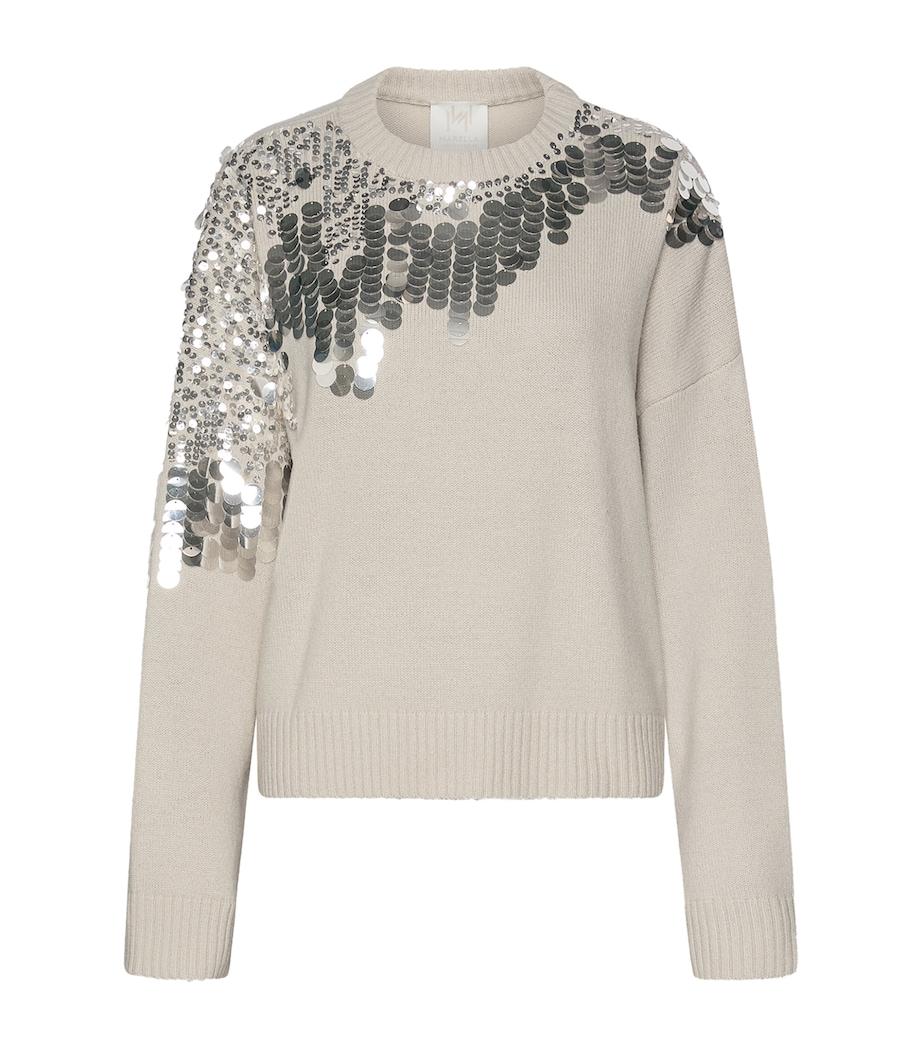 Marella Womens Wool Sequinned Sweater Turtledove Image 1