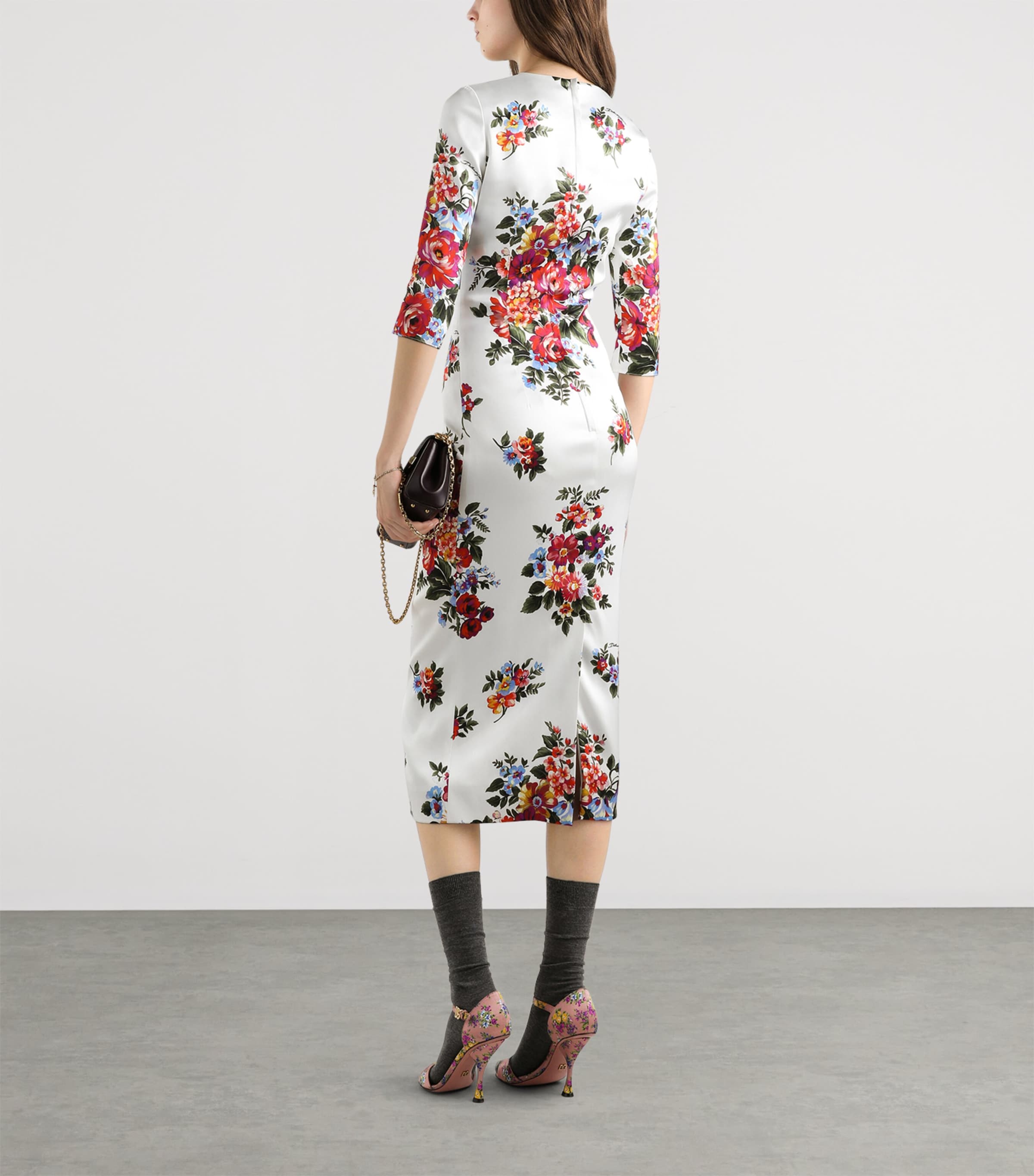 Dolce&Gabbana Womens Floral Midi Dress Mazz Image 3