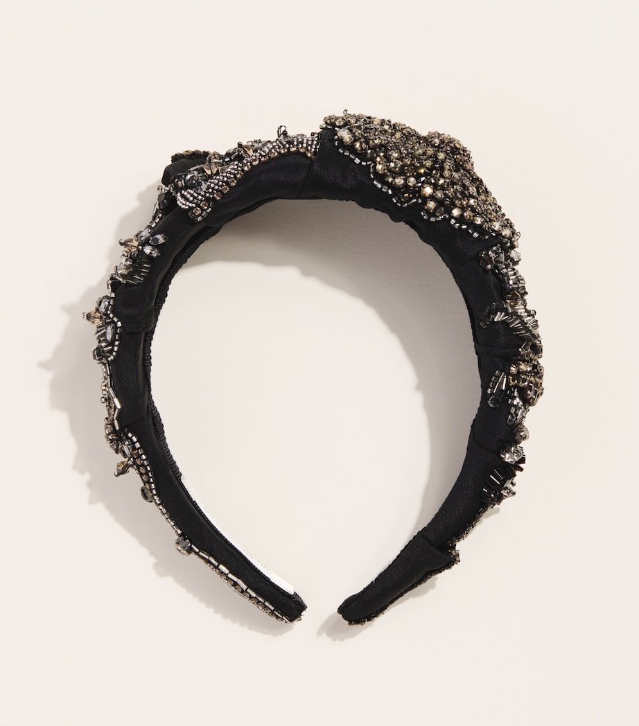 Jennifer Behr Satin Embellished Scarlette Headband Jet Image 1