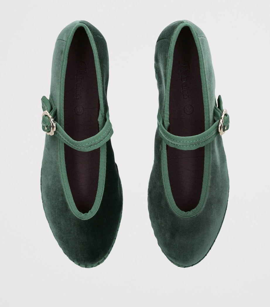 Flabelus Velvet Pierre Mary Janes Dark Green Image 3
