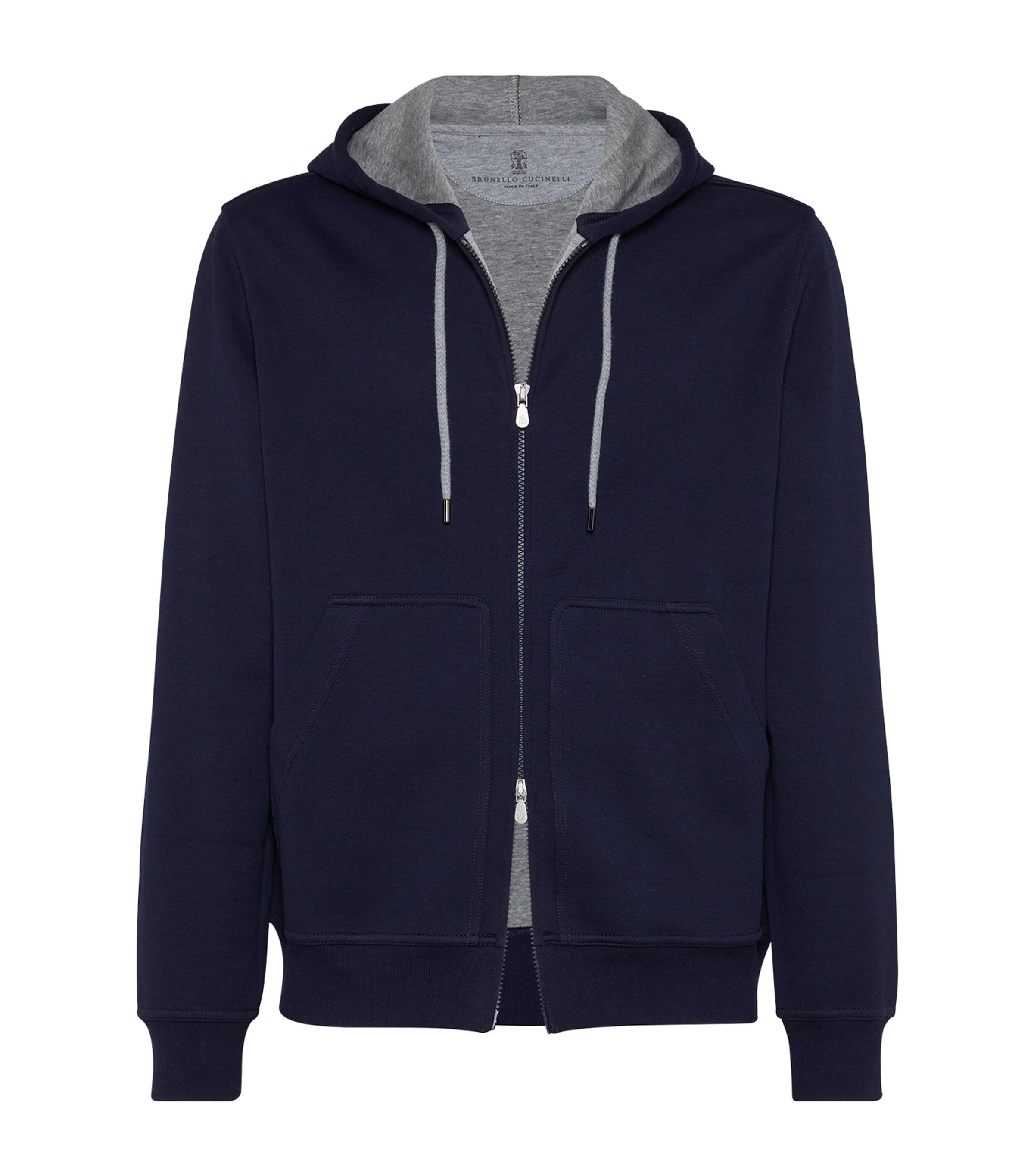 Brunello Cucinelli Cotton-cashmere-silk-blend Hoodie In Blue