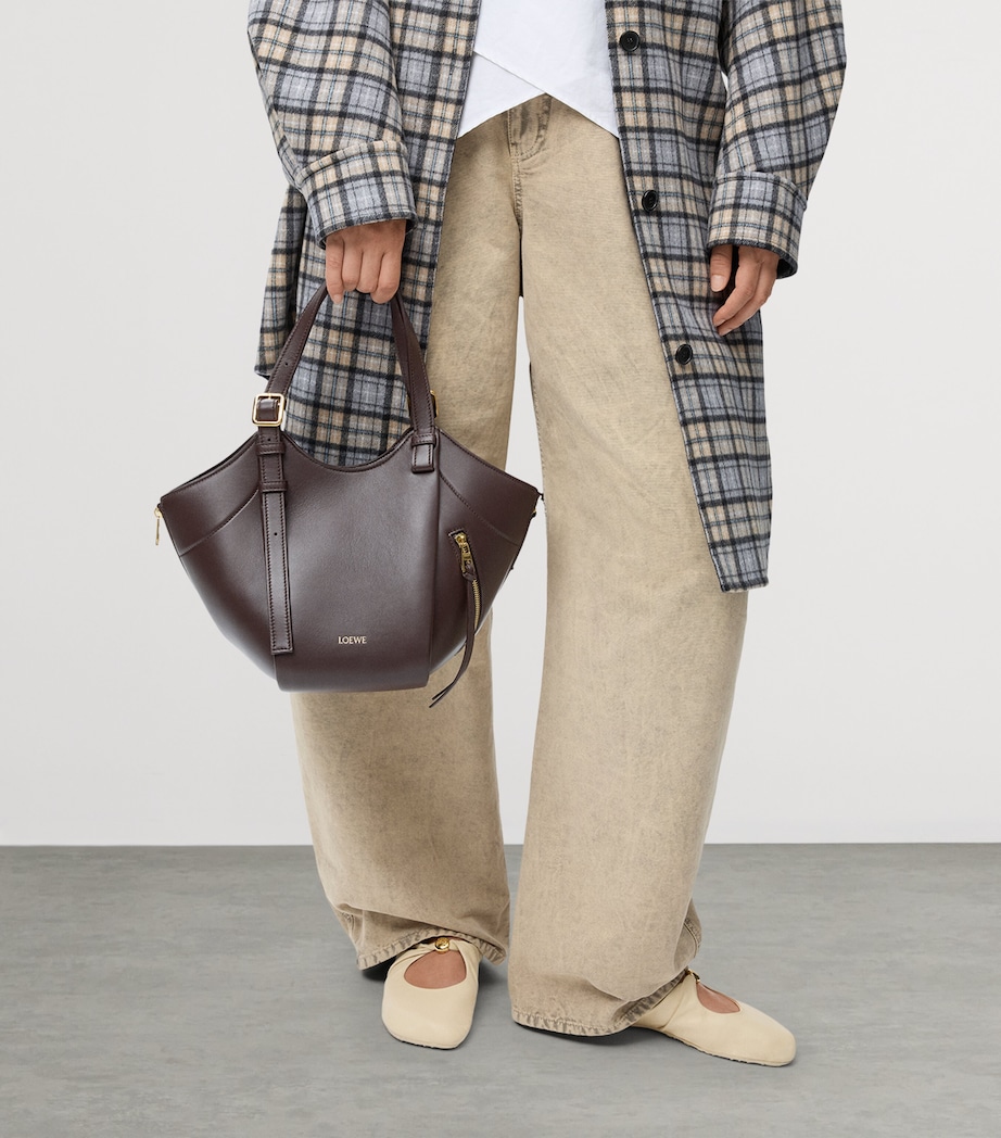 Calfskin Hammock Flip Tote Bag DARK CHESTNUT Image 2