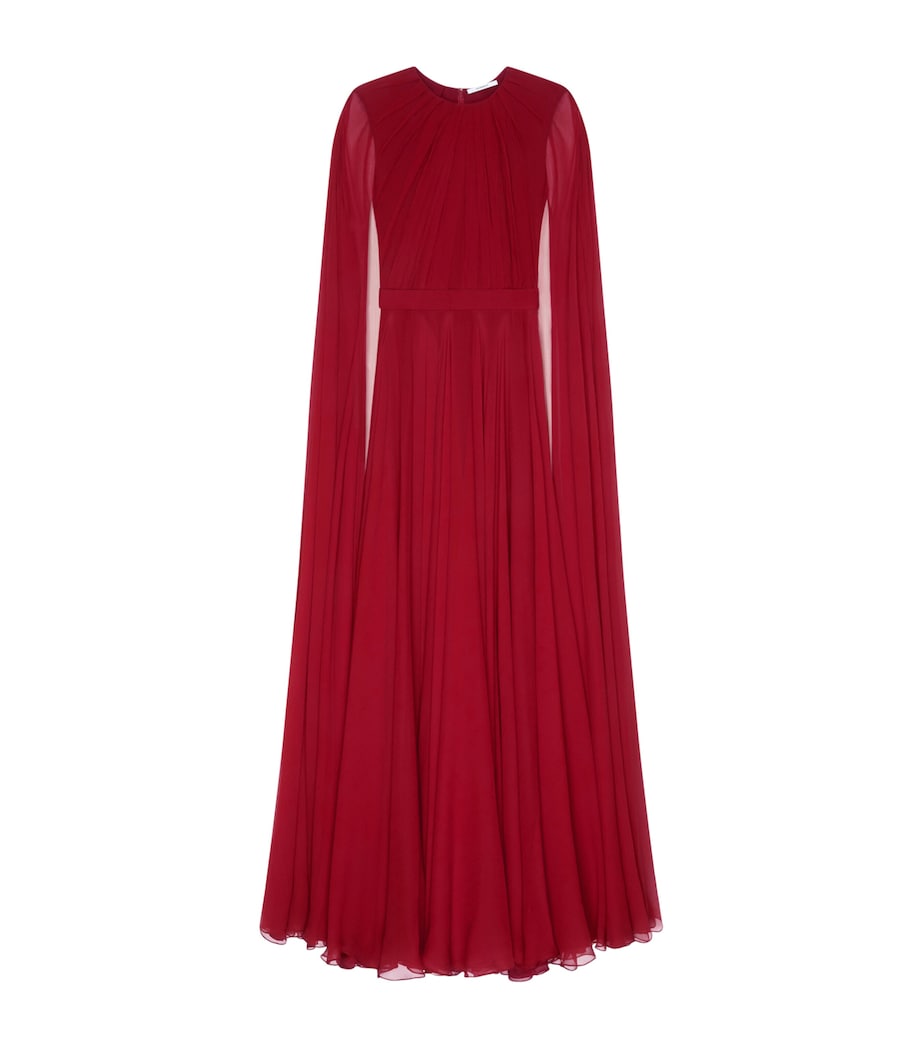 Silk Pleated Maxi Dress DARK RED Image 1