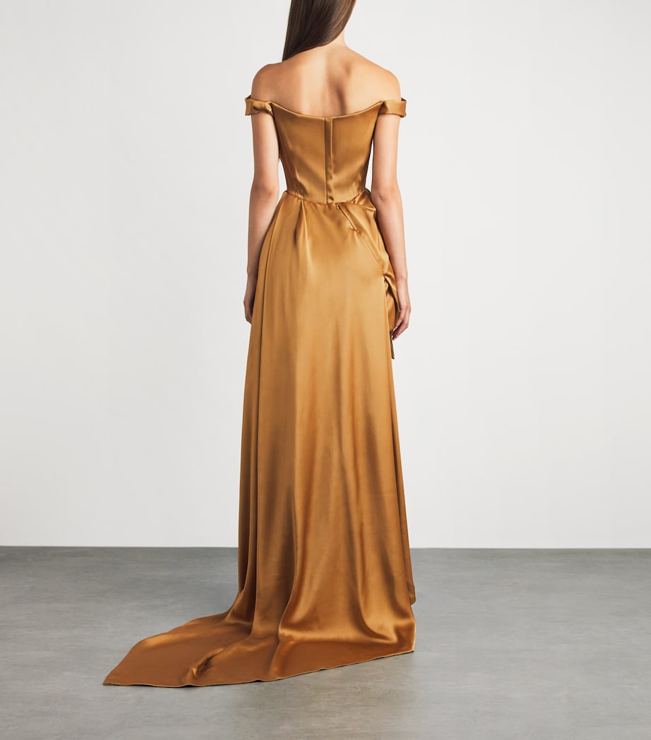 Vivienne Westwood Womens Off-The-Shoulder Comet Gown Brass/gold Image 4