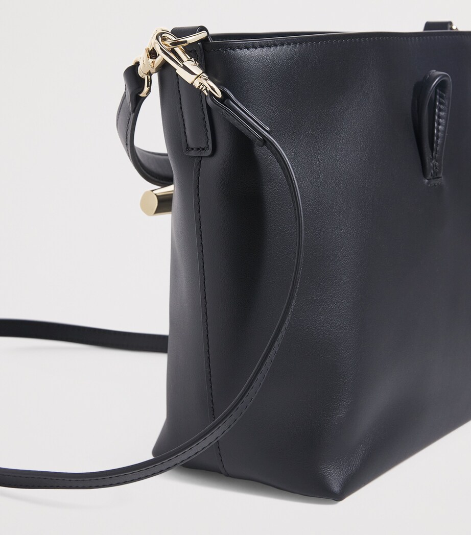 Longchamp Extra-Small Leather Le Roseau Cross-Body Bag Black Image 6