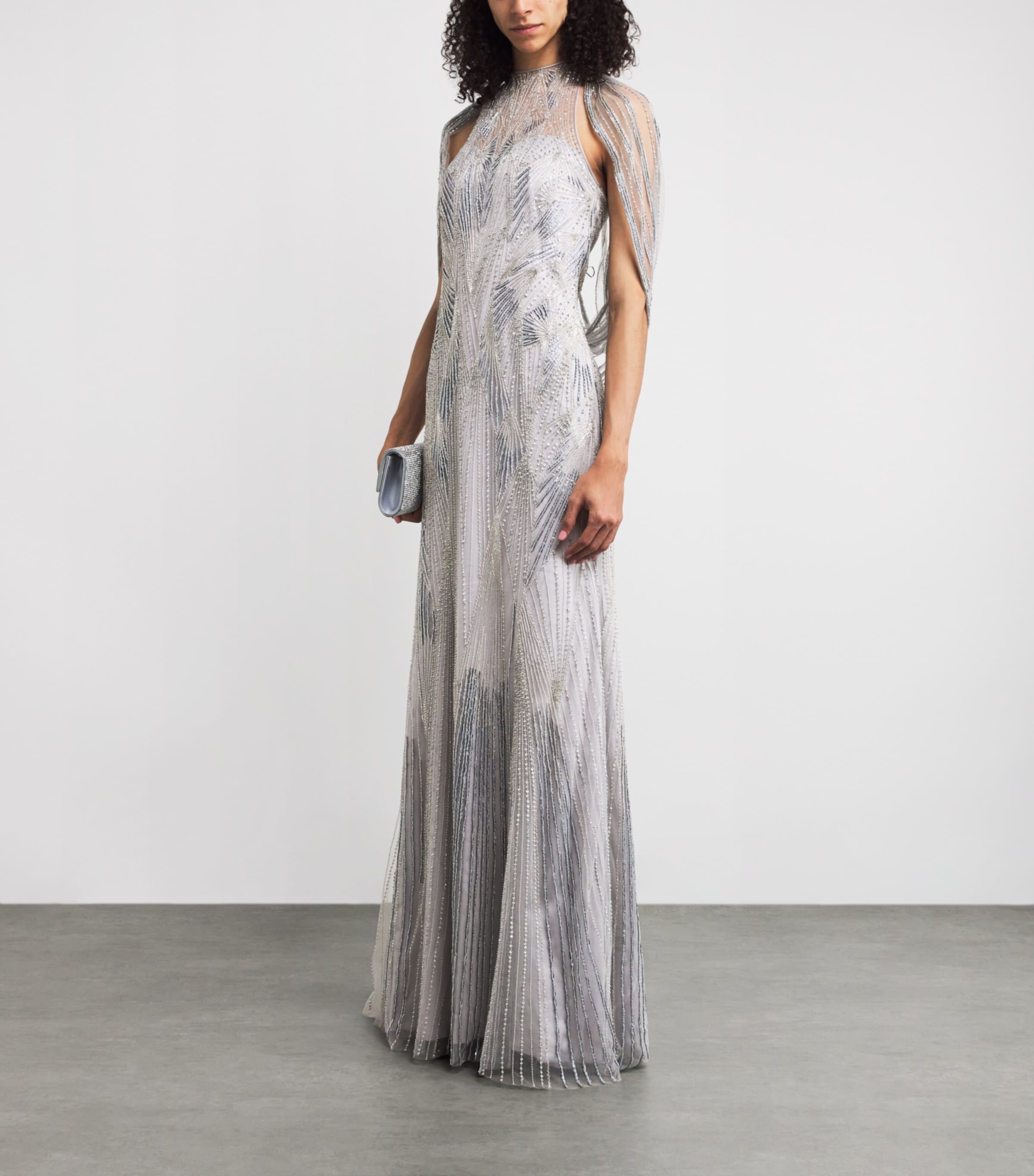 Veil-Detail Aurora Gown SILVER Image 2