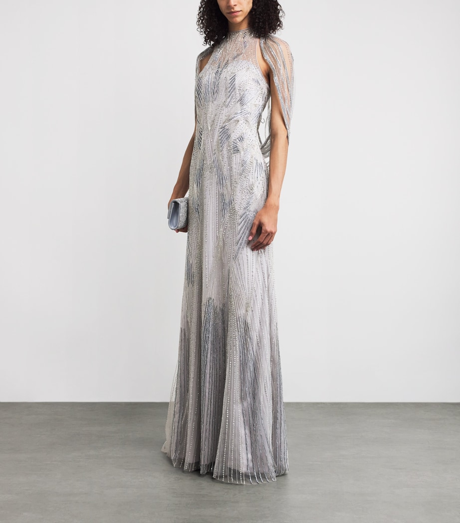 Veil-Detail Aurora Gown SILVER Image 2