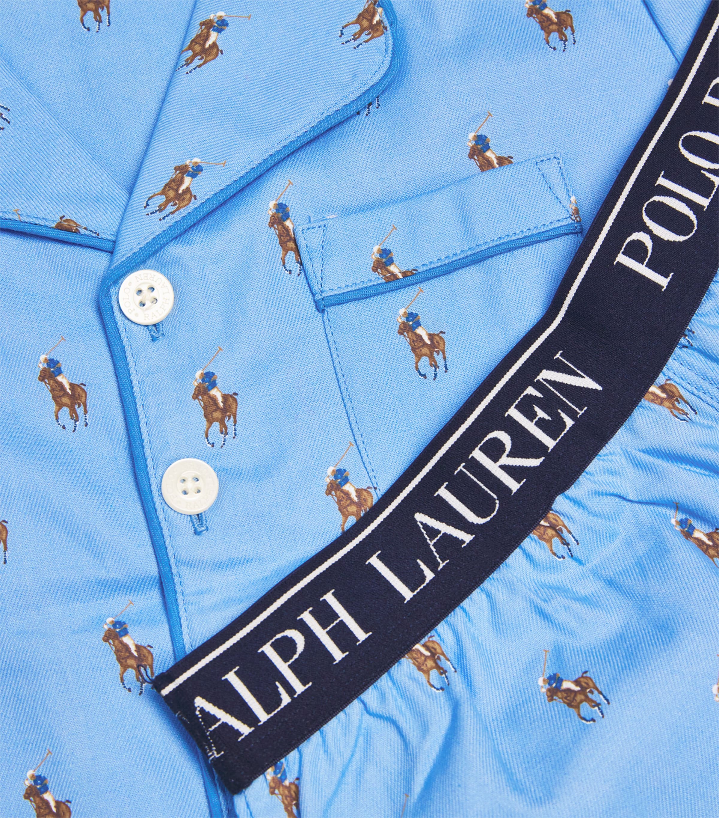 Ralph Lauren Kids Cotton Polo Pony Pyjama Set (8-16 Years) Elite Blue Image 4