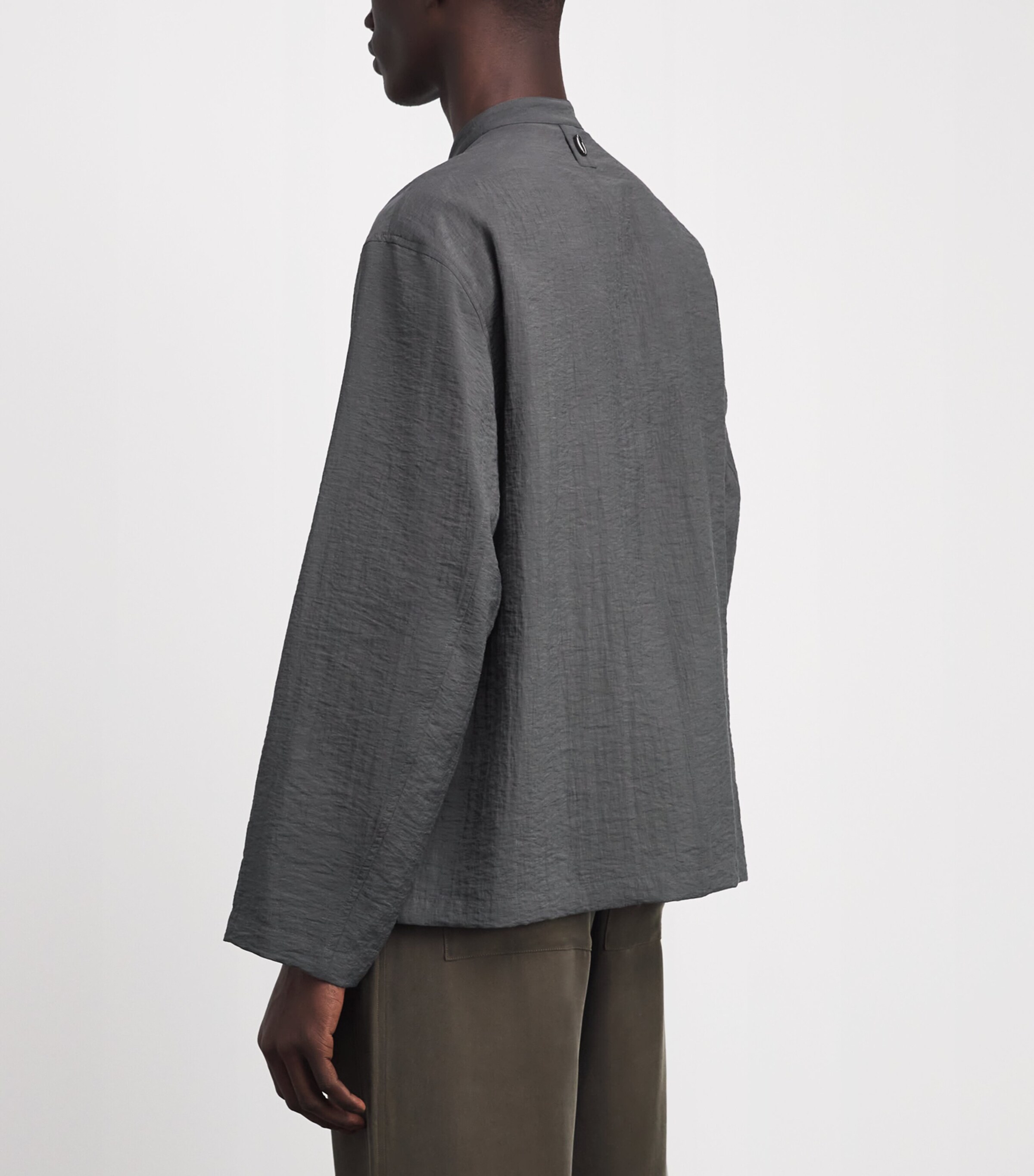 Le 17 Septembre Mens Dual-Layer Fastened Oversized Shirt Grey Image 4