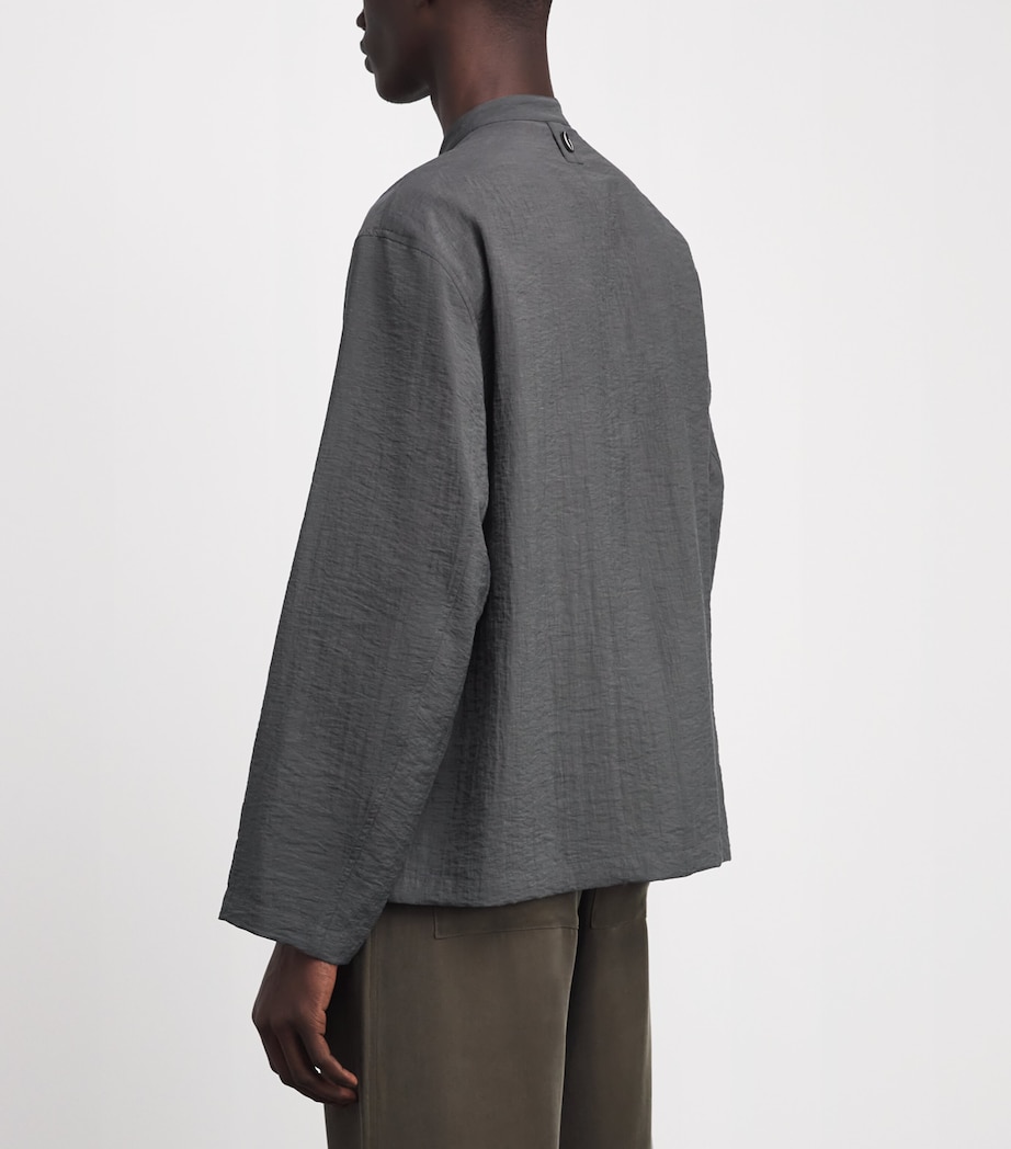 Le 17 Septembre Mens Dual-Layer Fastened Oversized Shirt Grey Image 4