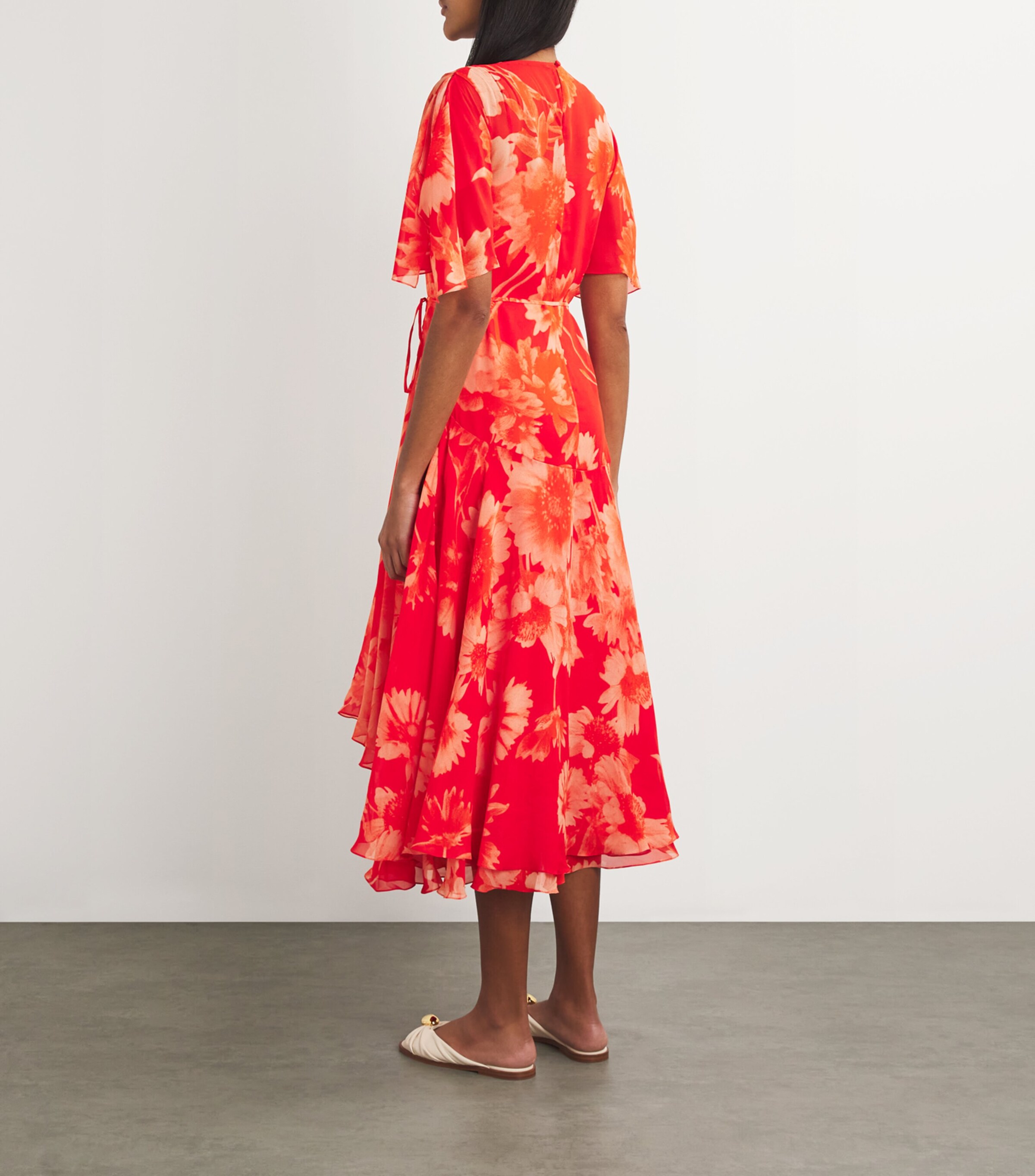 open lace back dress Erdem // Red & Multicolour Floral Dress  VSP Consignment