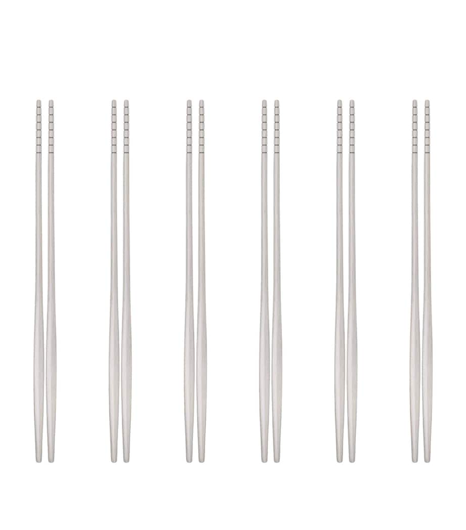 Set of 6 Stainless Steel Natura Chopsticks STEEL Image 1