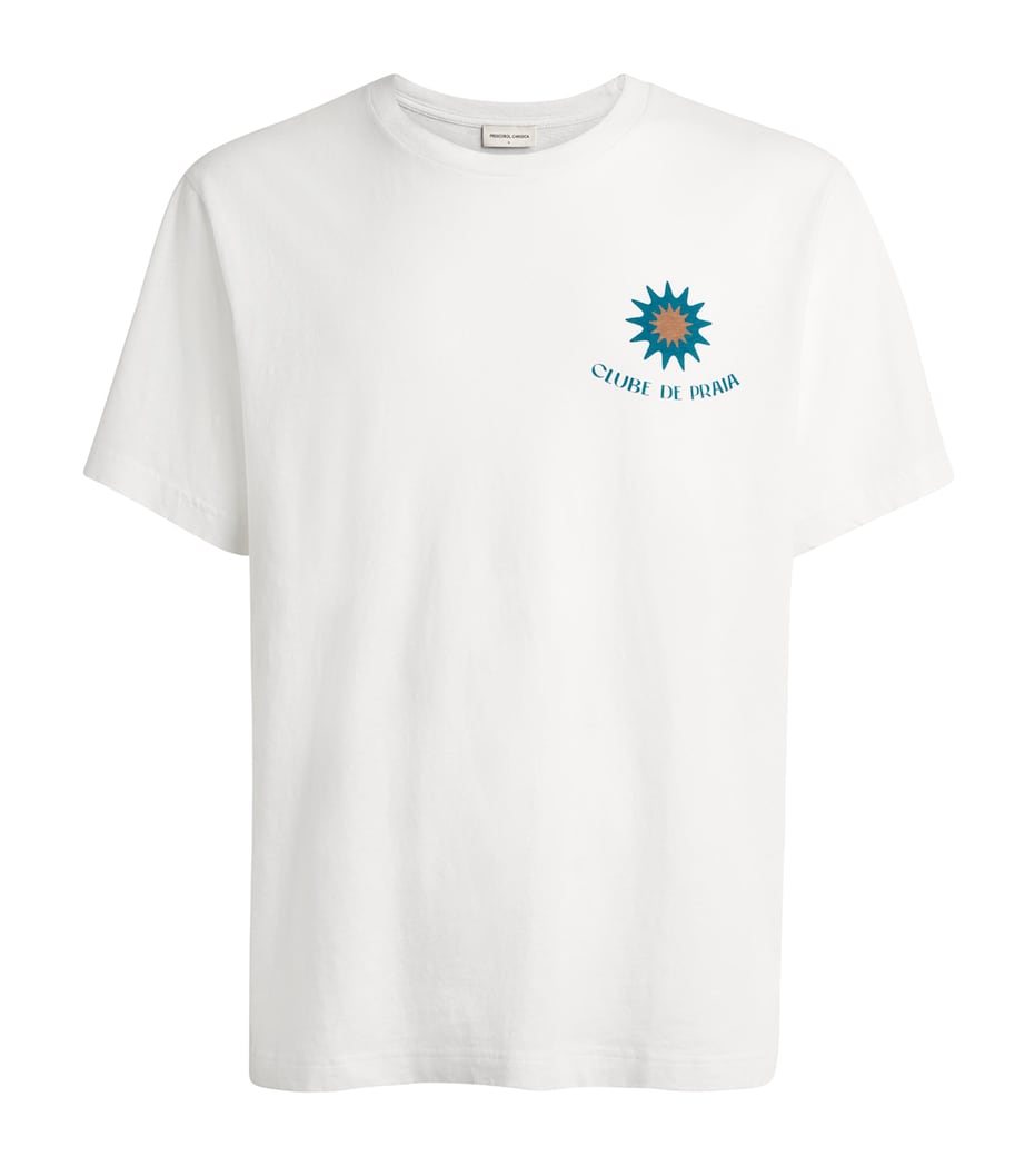 Frescobol Carioca Cotton-Linen Dinis T-Shirt Palm & Cream Image 1