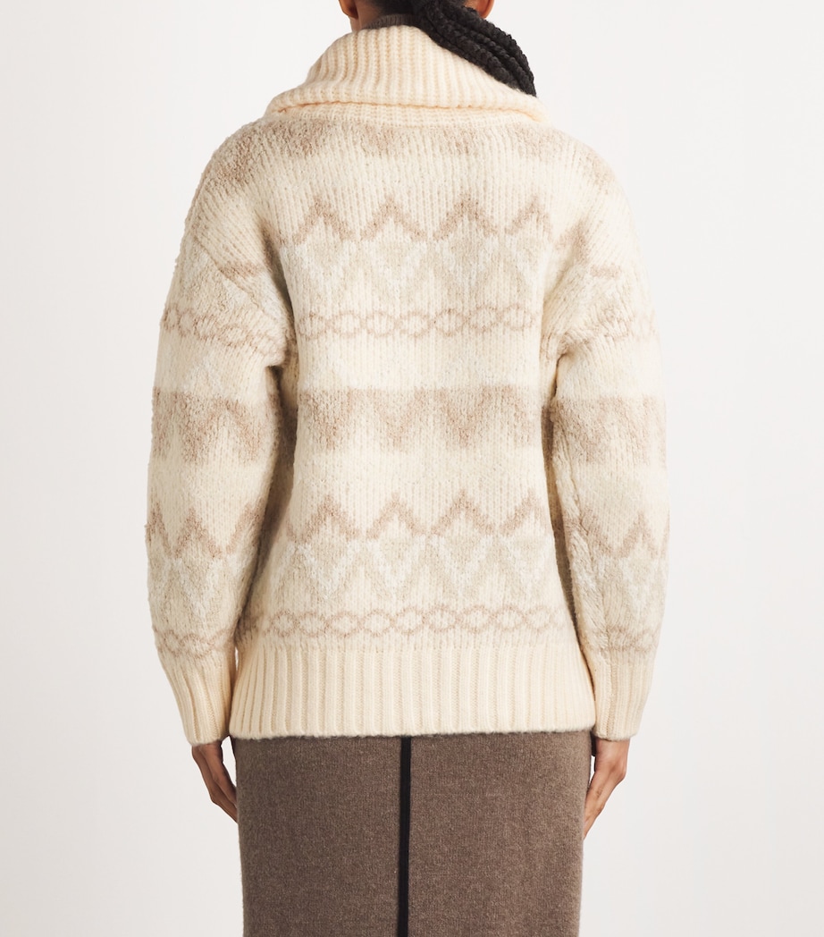 Varley Womens Brooke Fair Isle Knitted Zip-Up Cardigan Ivry Mntn Frsle Image 4