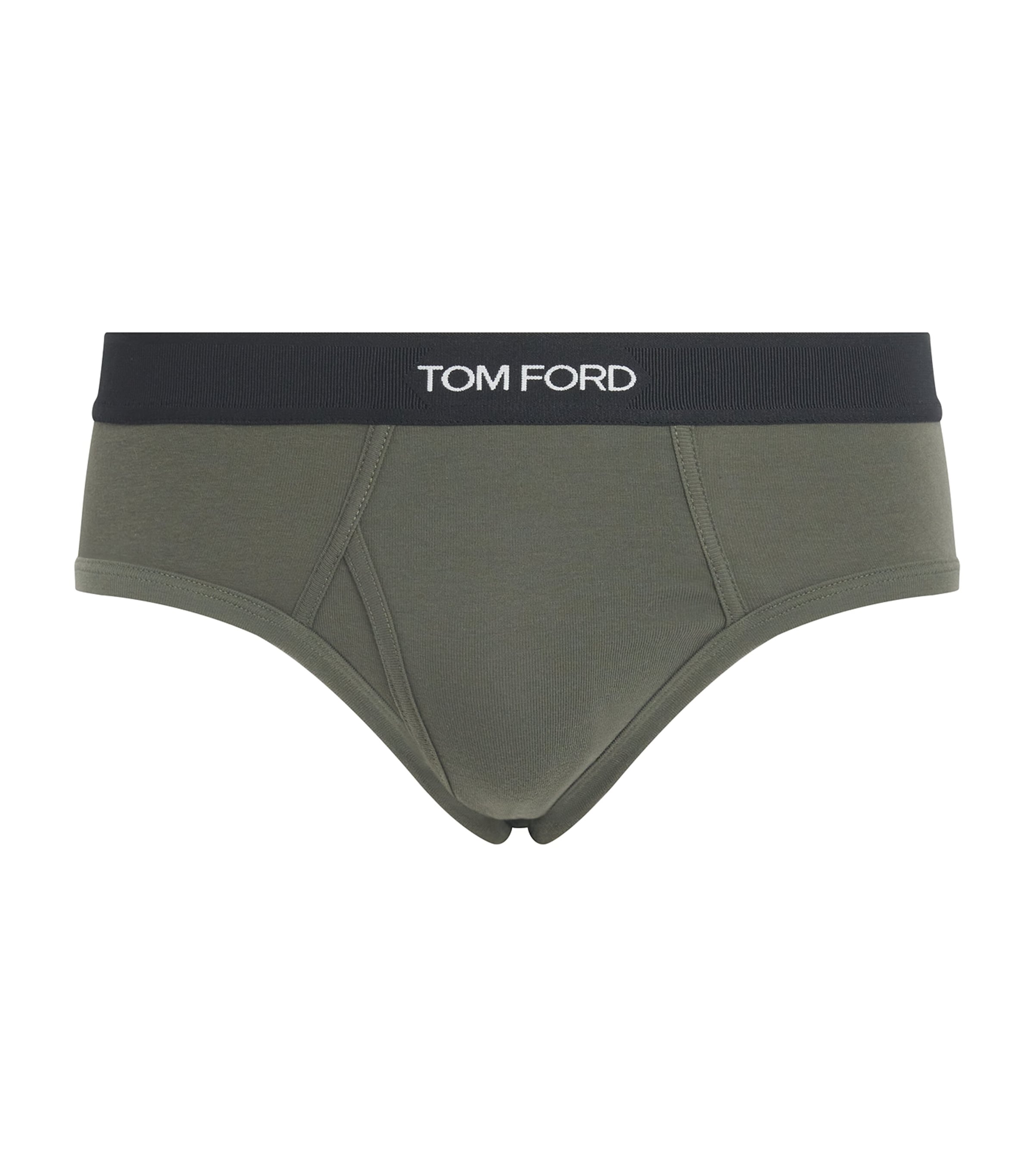 Tom Ford Stretch-cotton Logo Briefs In Green