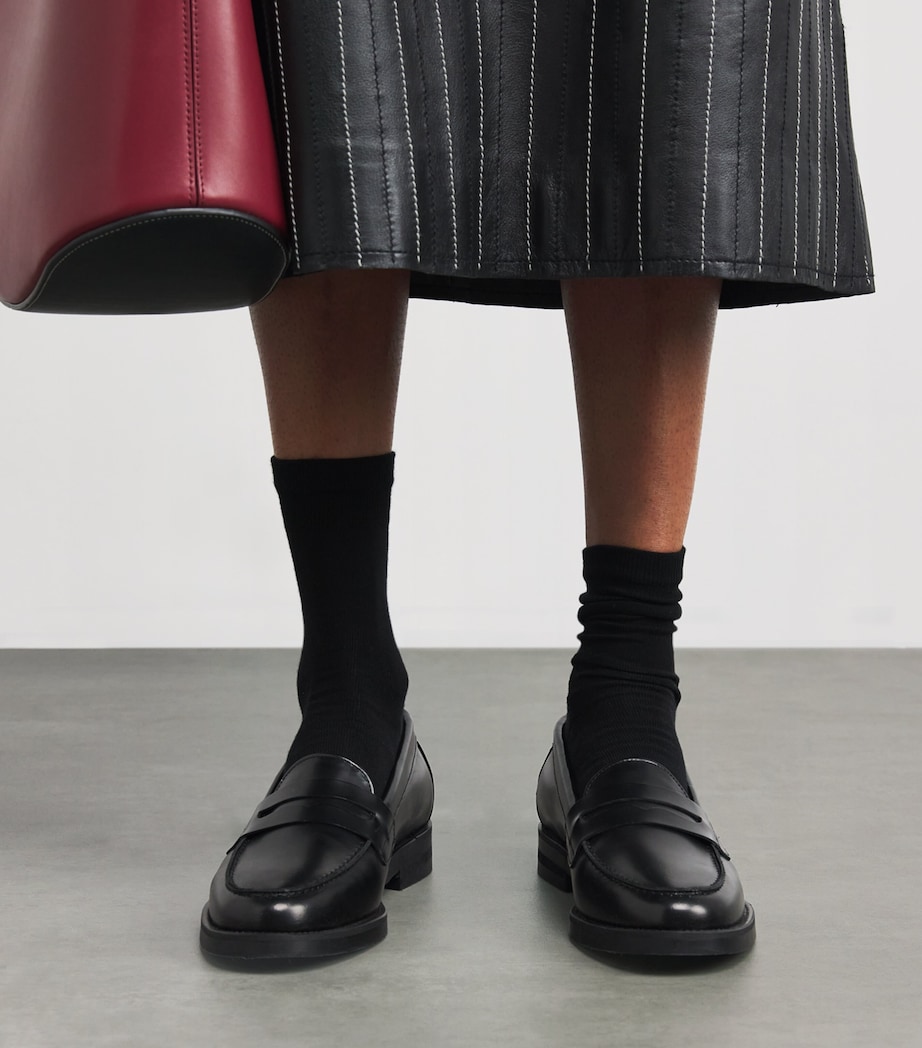 Leather Wilde Penny Loafers BLACK Image 2