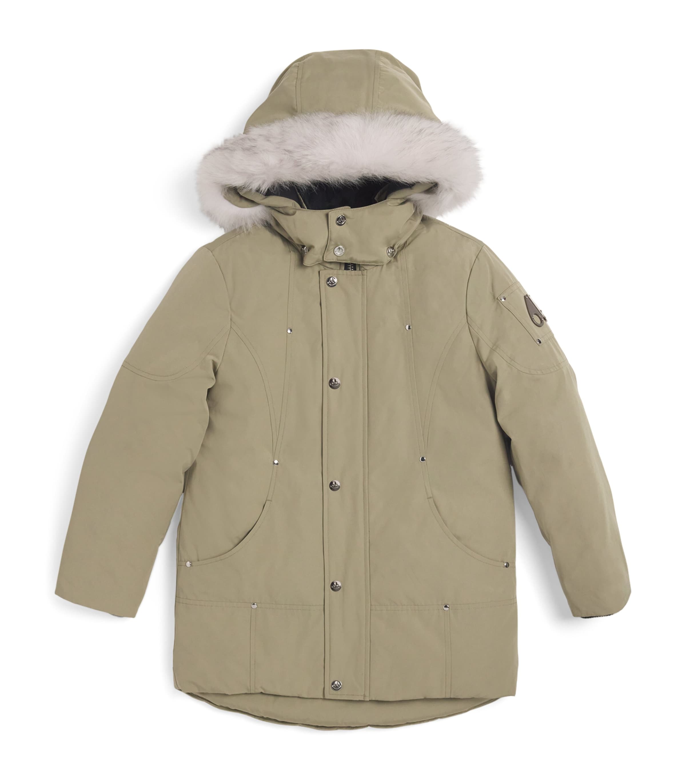 Moose Knuckles Kids' Shearling Parka Coat In Green