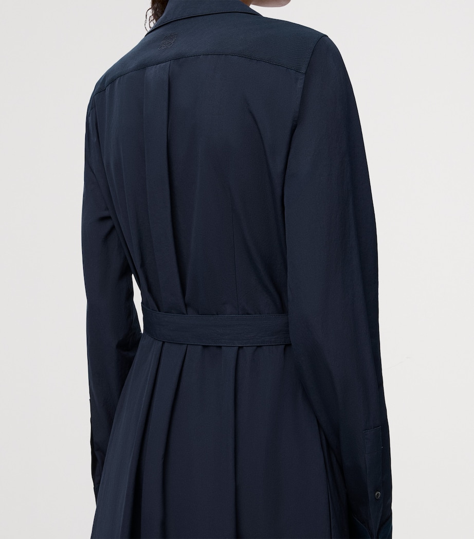 LOEWE Womens Cotton-Blend Asymmetric Midi Dress Navy Blue Image 4