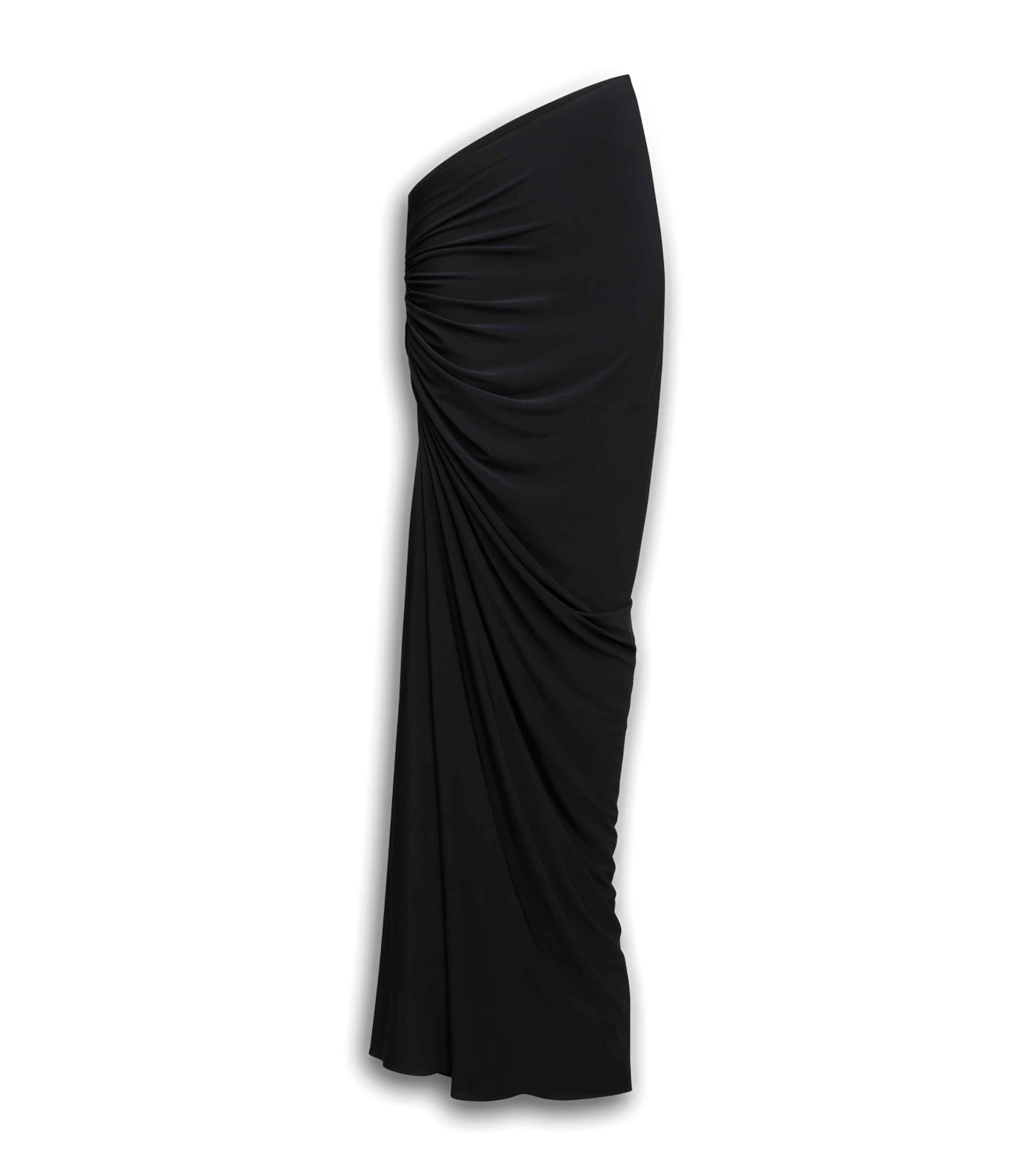 Alaïa Gathered Asymmetric Maxi Skirt In Black