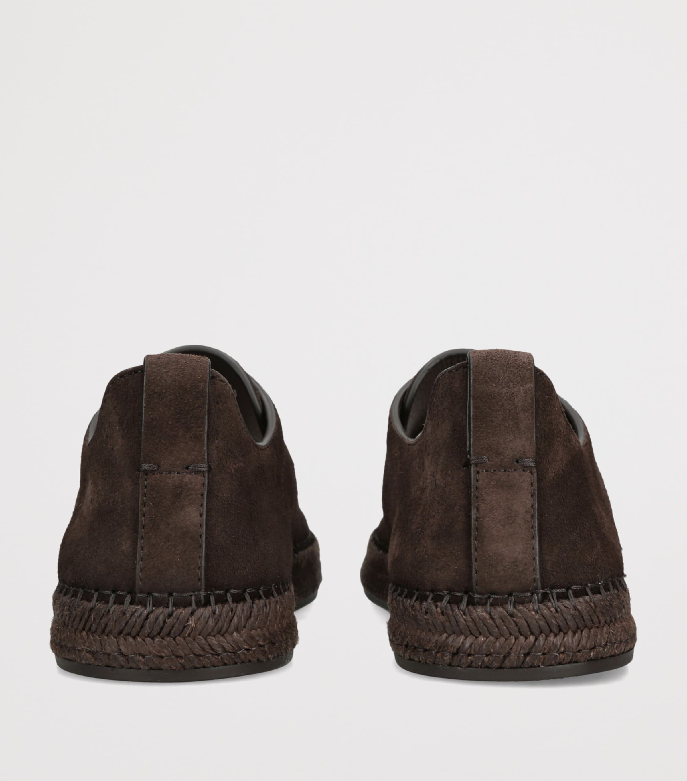 Zegna Suede Triple Stitch Espadrilles Dark Brown Image 4