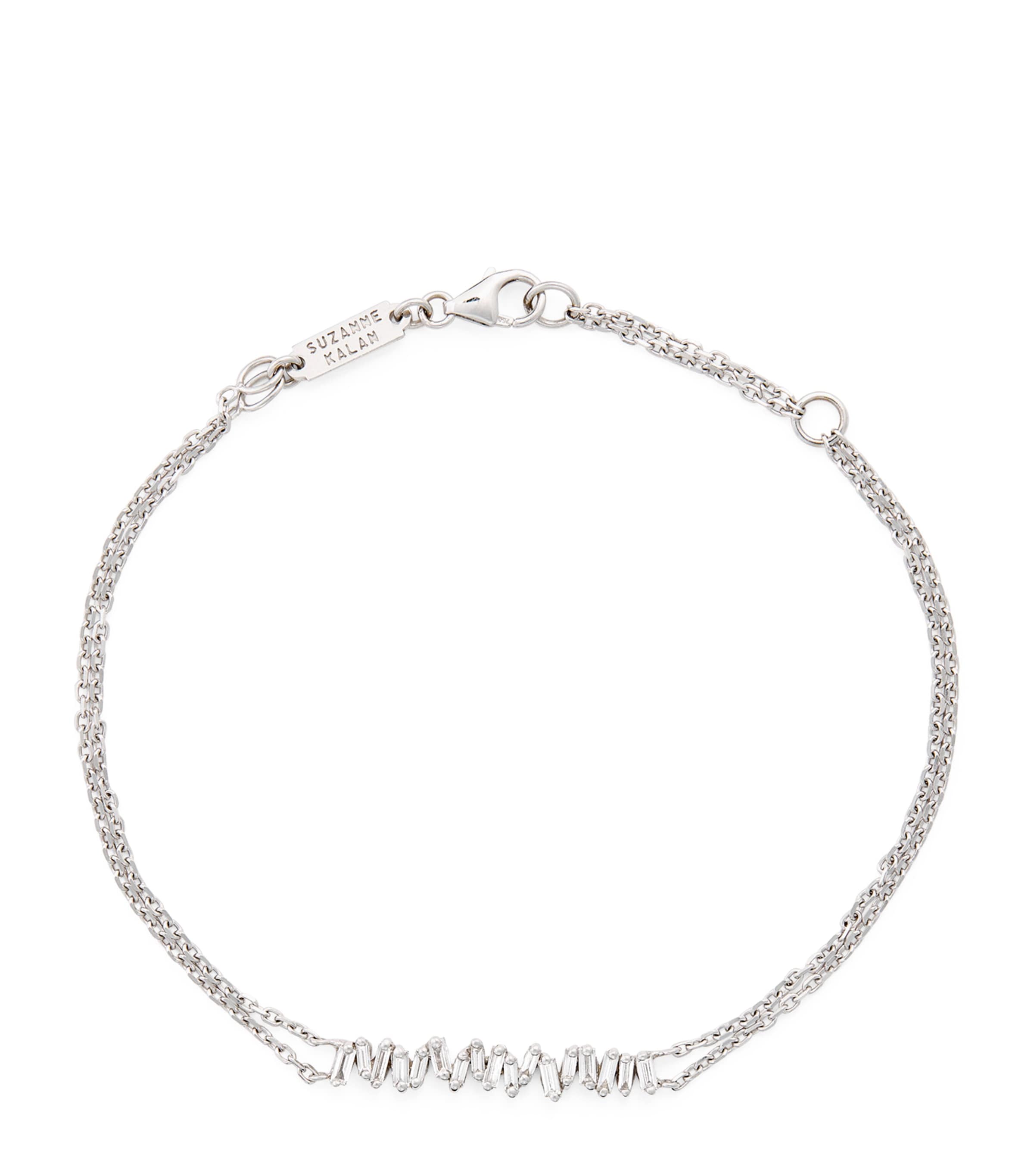 Suzanne Kalan White Gold And Diamond Bar Bracelet In White