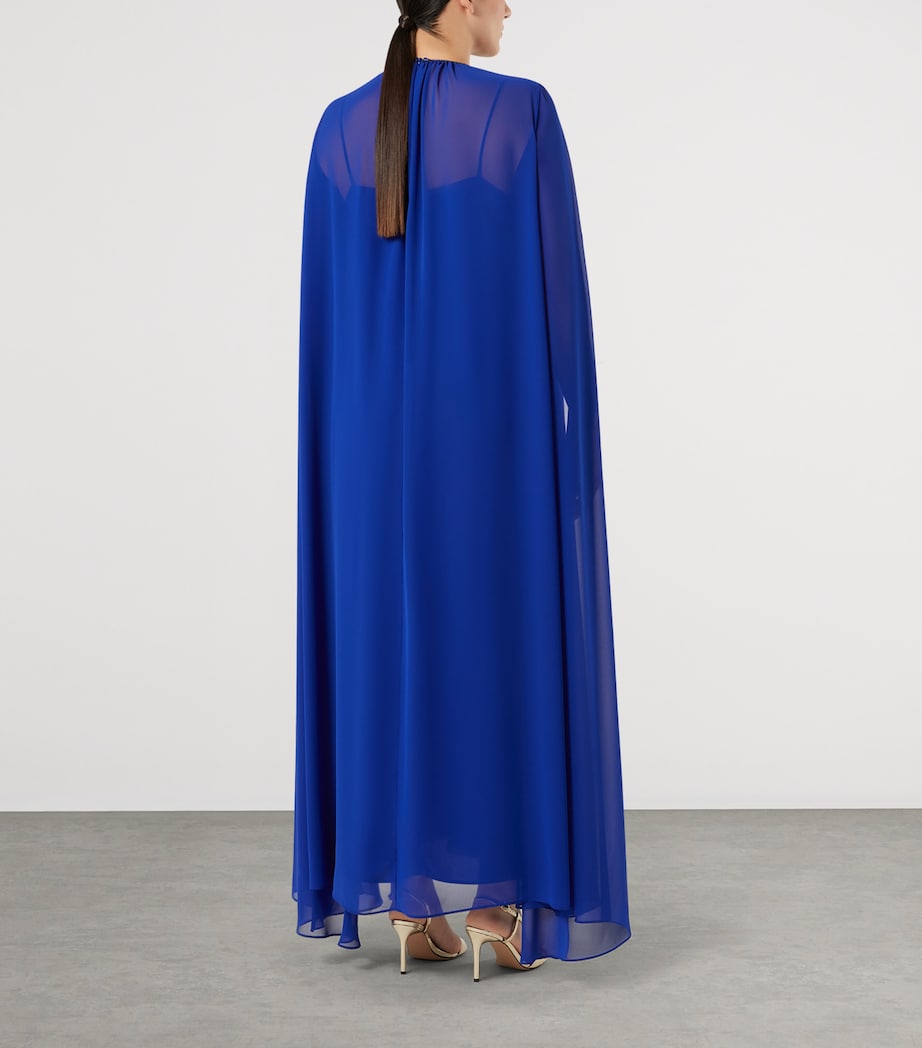 Marina Rinaldi Womens Chiffon Cape Maxi Dress Cornflower Blue Image 4
