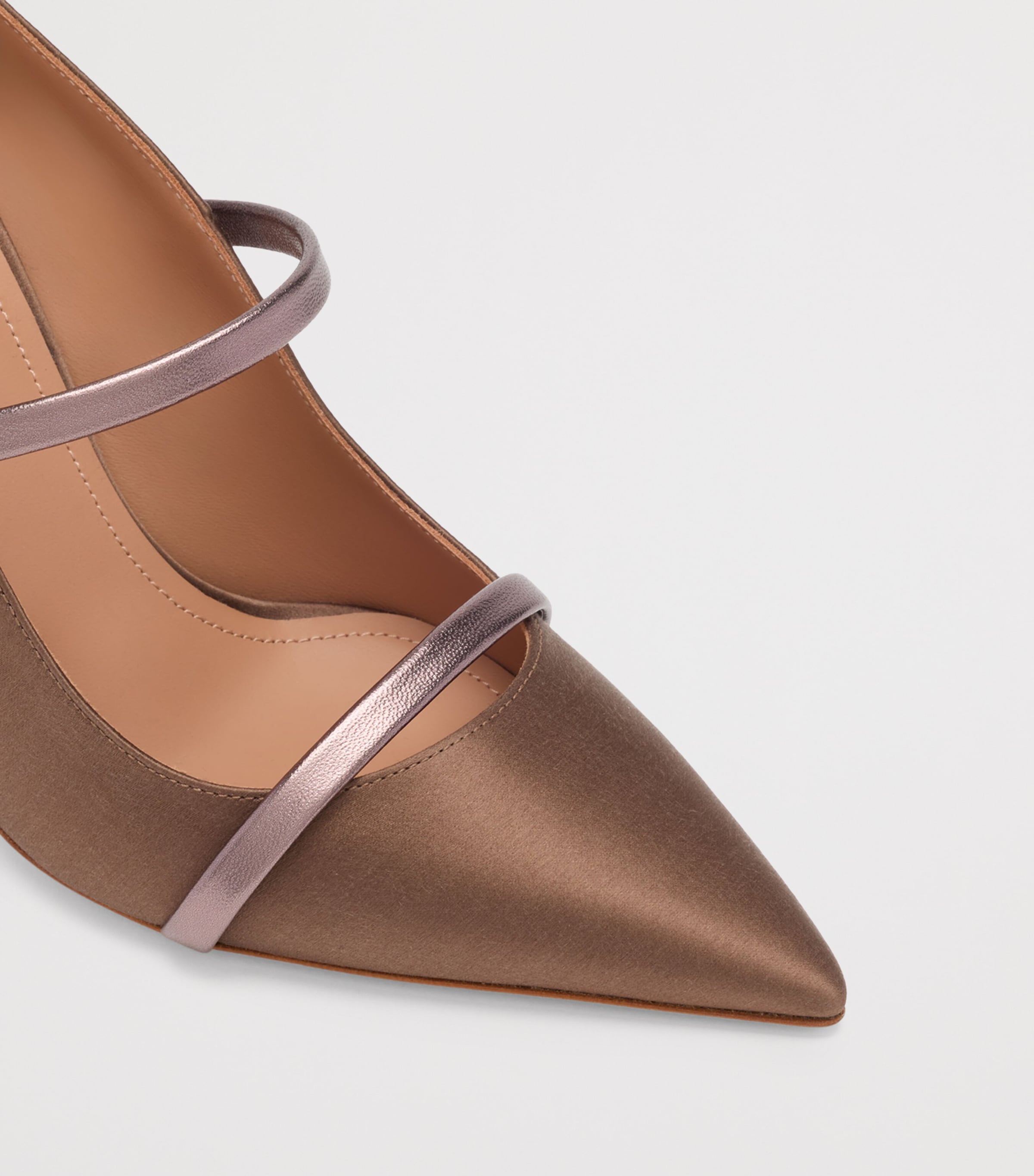 Malone Souliers Satin Diaz Heeled Pumps 90 Taupe Image 5