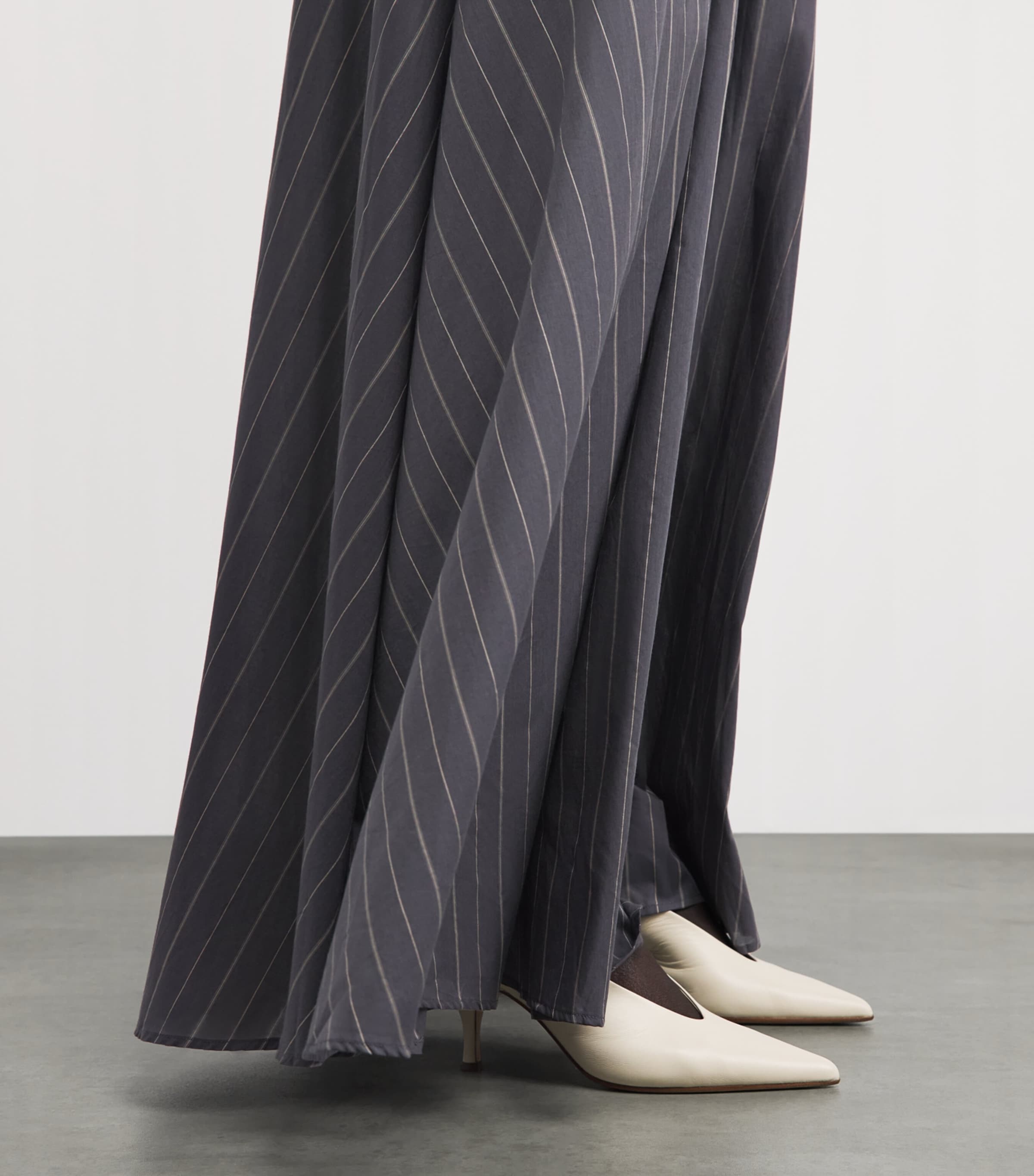 Palmer//Harding Womens Stretch-Cotton Stripe Lumen Trousers Grey Cotton Voile Image 3
