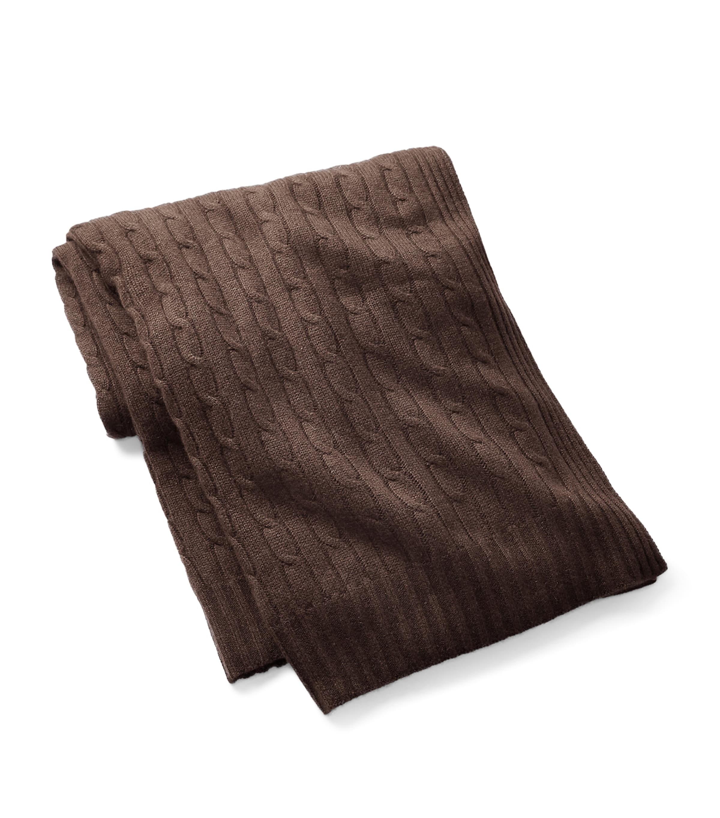 Ralph Lauren Cashmere Cable-knit Throw In Brown